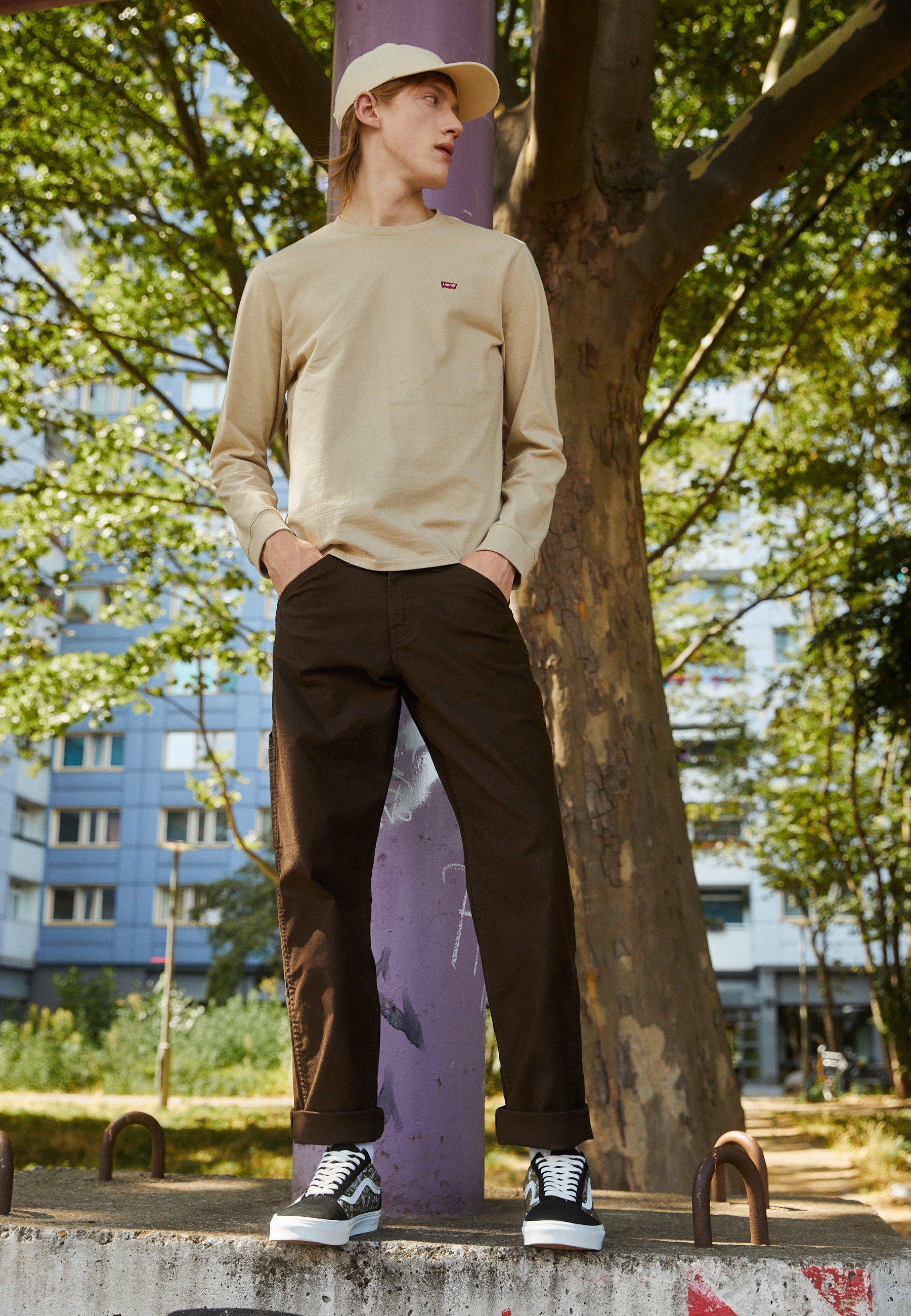 Levi's® ORIGINAL TEE - Long sleeved top - fields of rye/beige