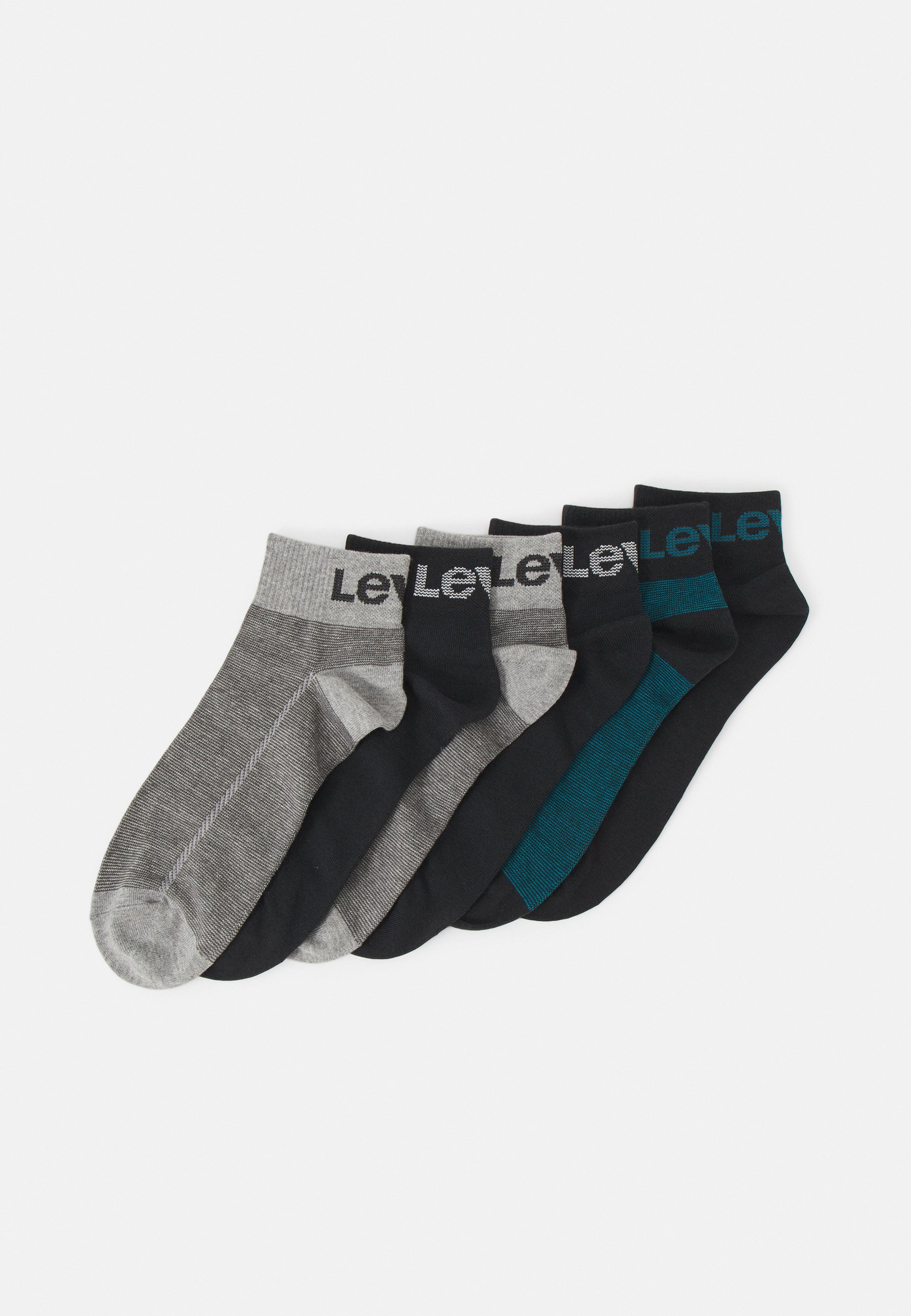 Levi's® MID CUT OPTICAL ILLUSION LOGO 6 PACK - Socks - grey combo / ocean depths/grey