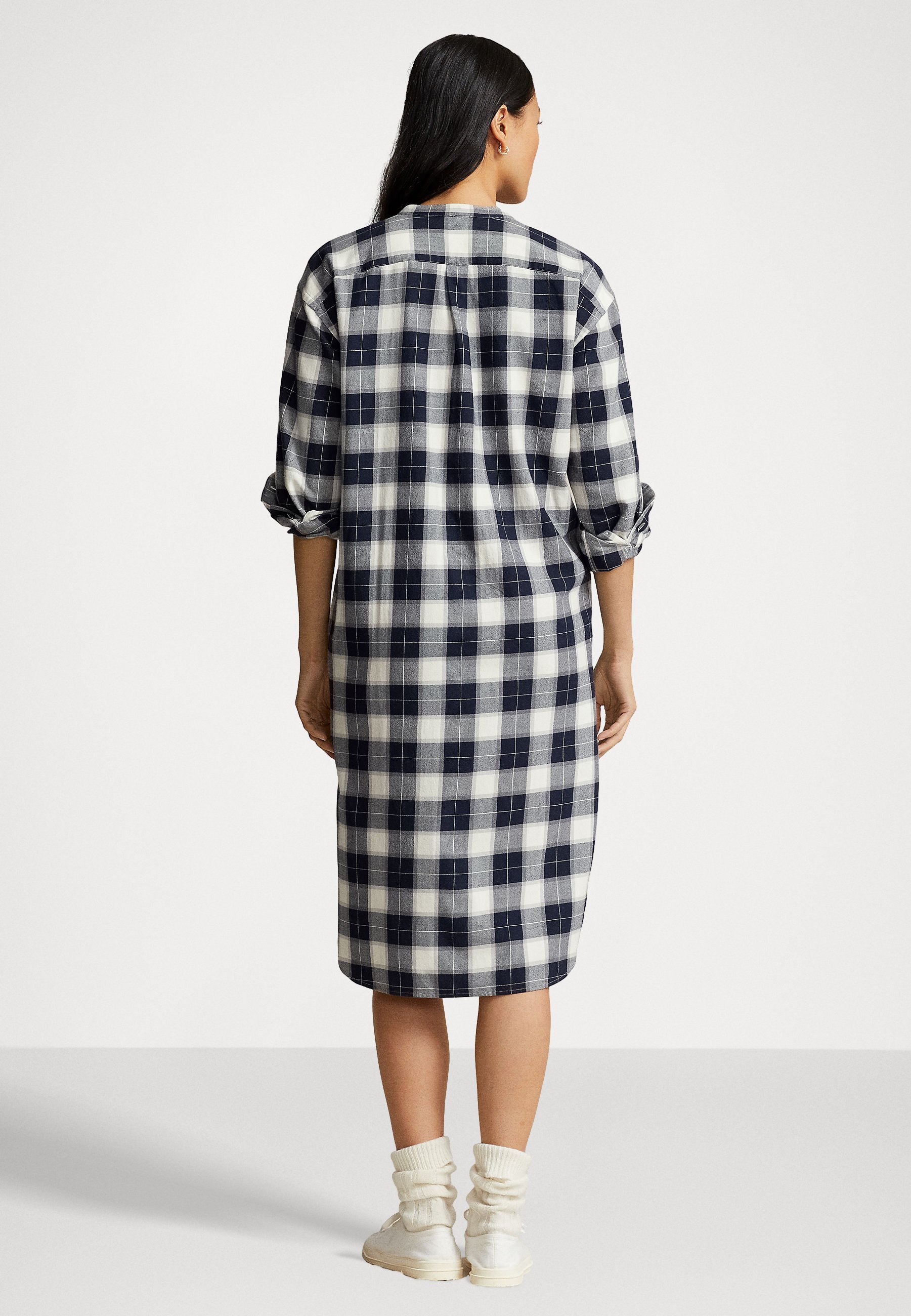 Polo Ralph Lauren LONG SLEEVE DAY DRESS - Day dress - dark navy multi plaid/dark blue