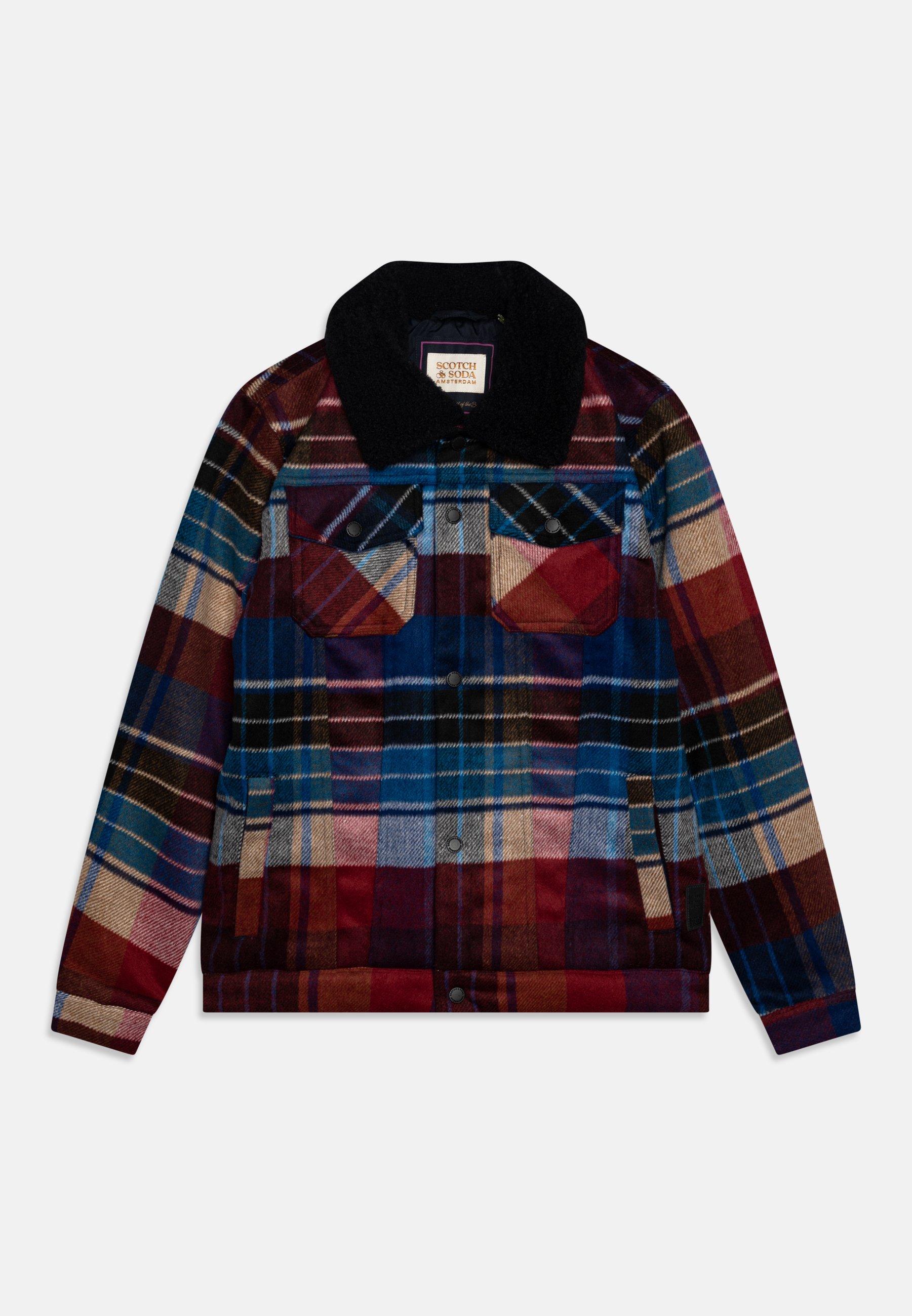 Scotch & Soda CHECK TRUCKER - Winter jacket - blue/multicolour/multi-coloured