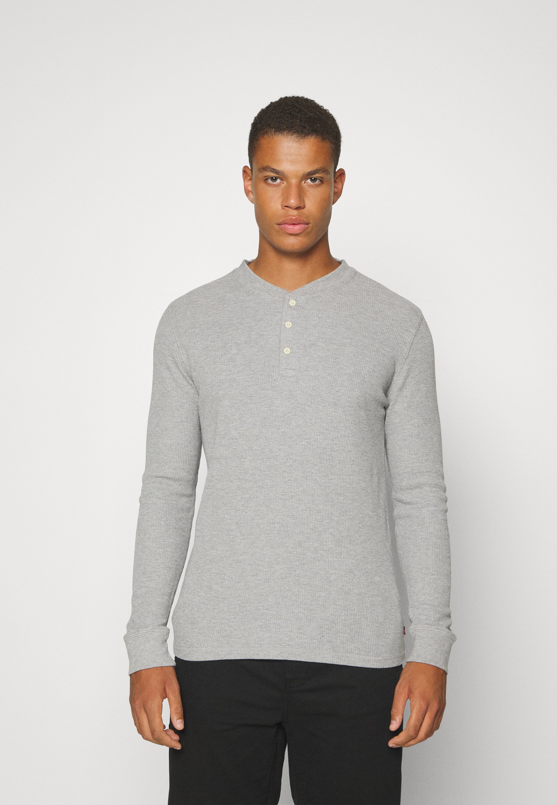 Levi's® THERMAL HENLEY - Jumper - mid tone grey heathe/mottled grey
