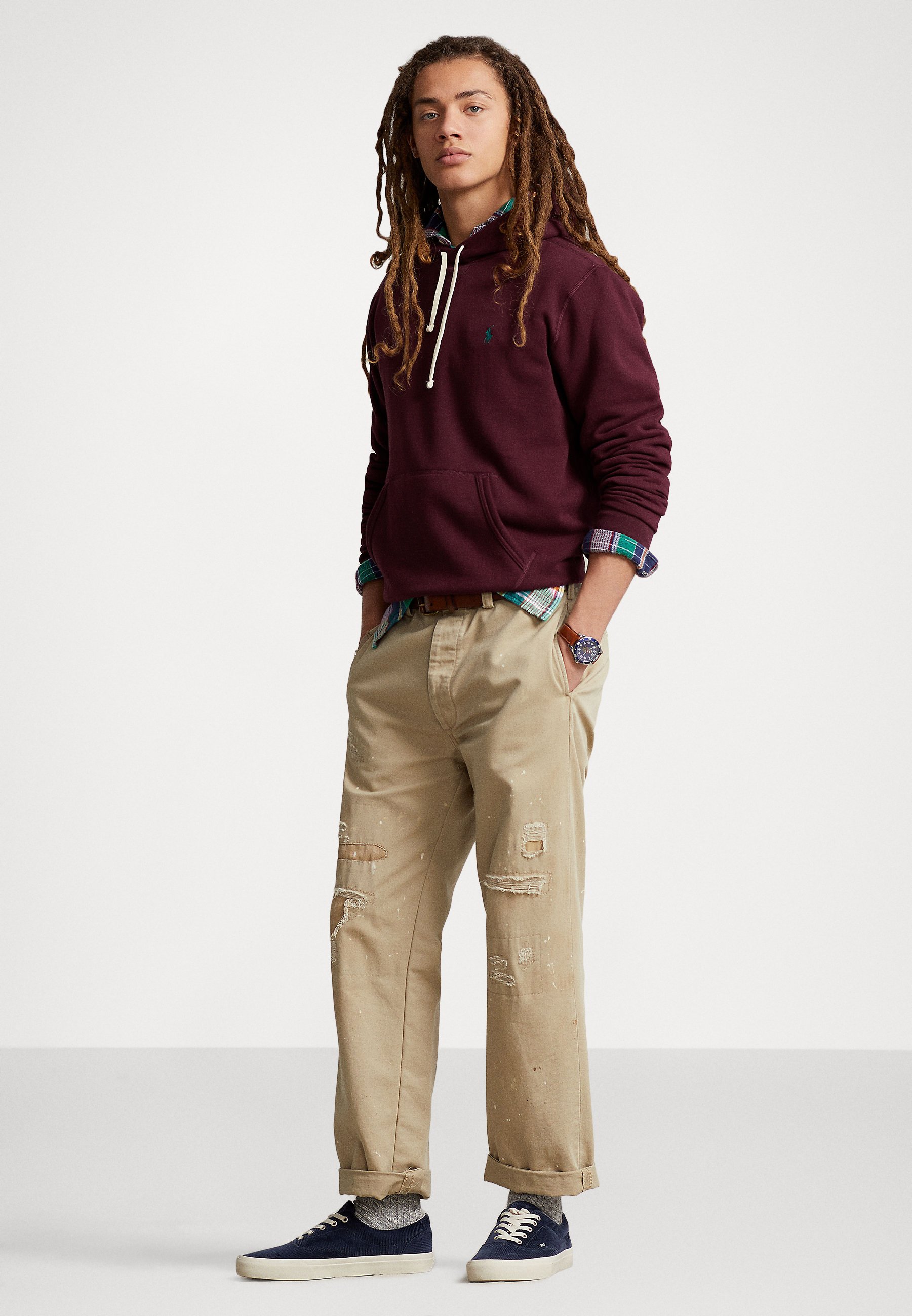 Polo Ralph Lauren LONG SLEEVE - Sweatshirt - harvard wine/mottled bordeaux