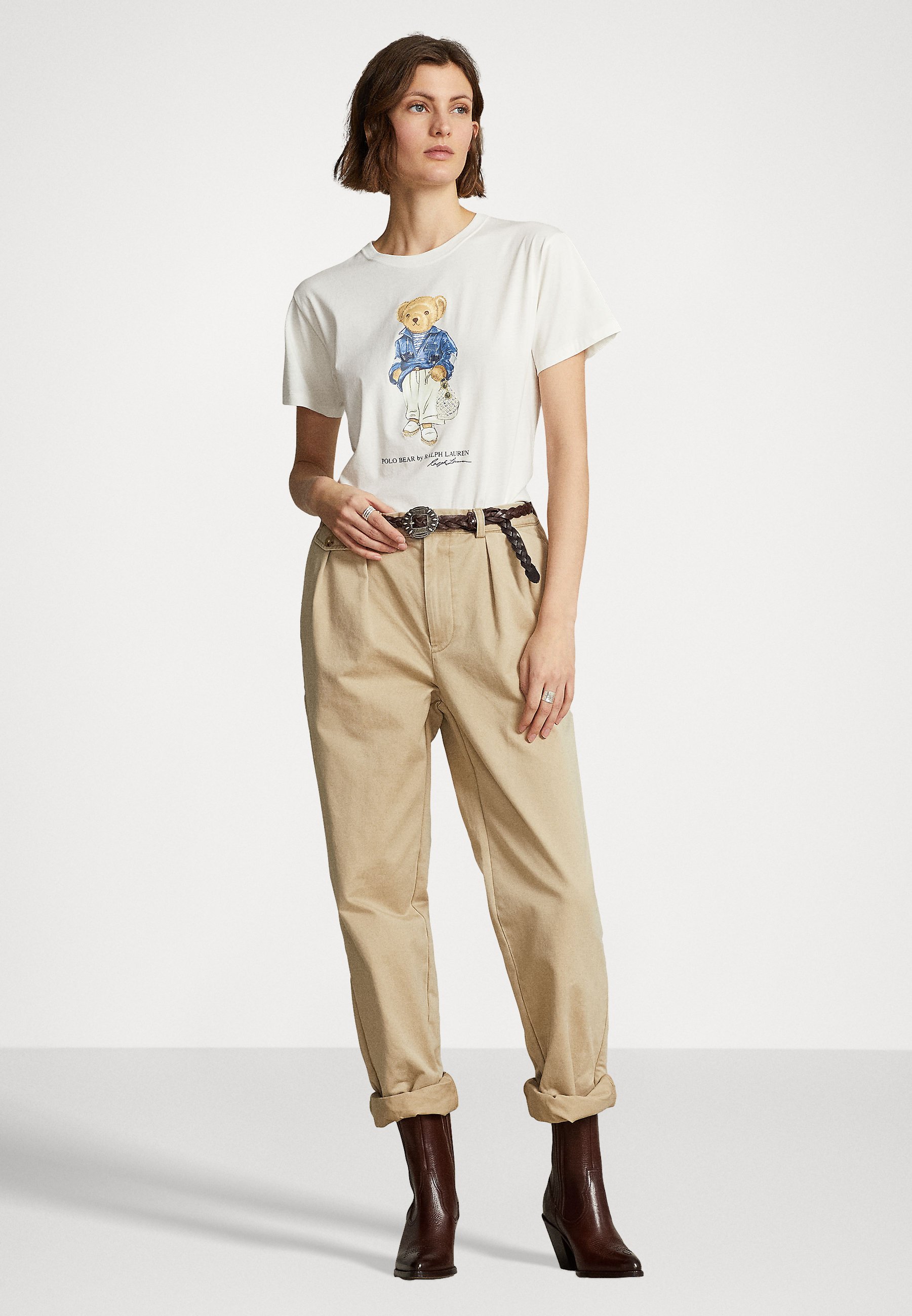 Polo Ralph Lauren BEAR SLEEVE - Print T-shirt - nevis/off-white