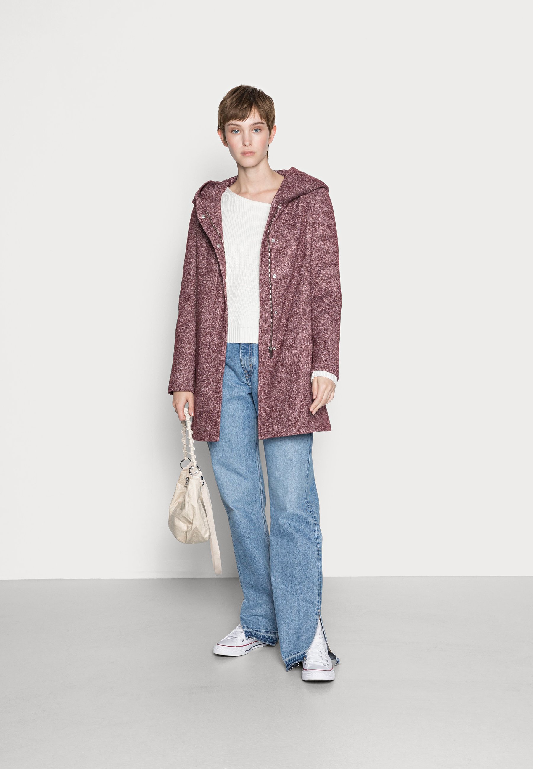 Vero Moda DONA LS GA NOOS - Short coat - port royale/mottled bordeaux