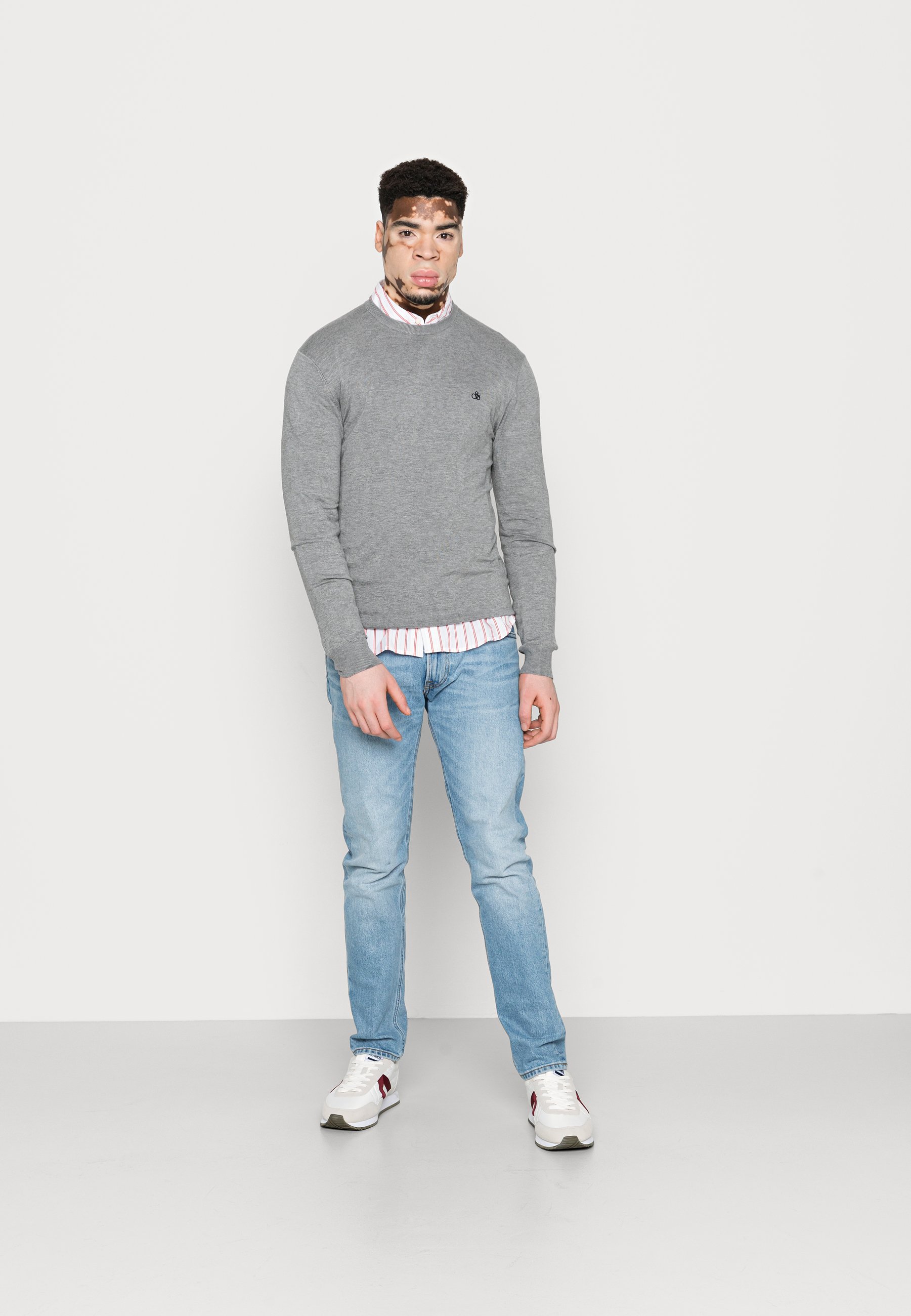 Scotch & Soda ESSENTIALS CREWNECK  - Jumper - grey melange/light grey