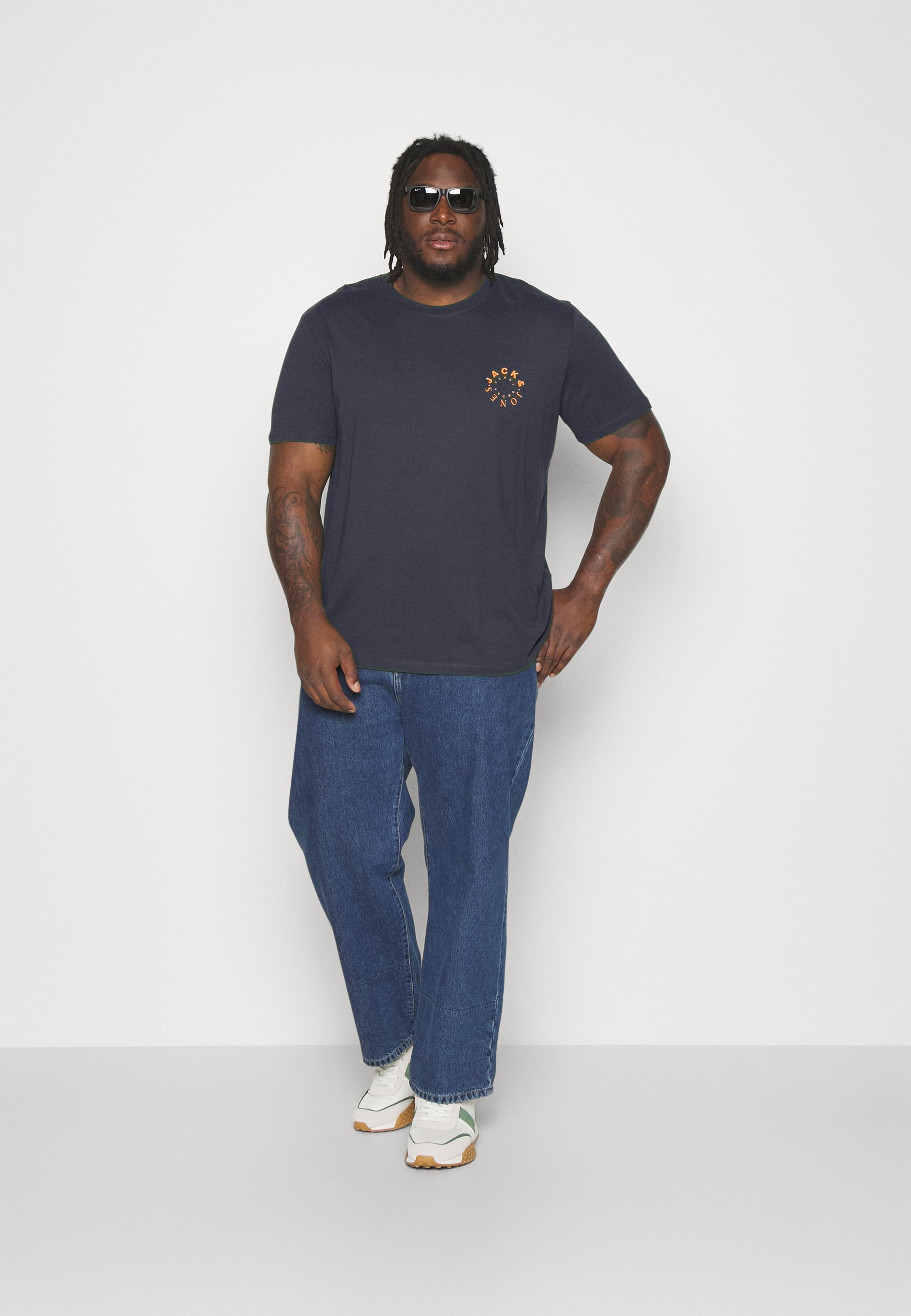 Jack &Jones JJWARRIOR TEE CREW NECK 3 PACK - Print T-shirt - navy blazer/white/mountainview/dark blue