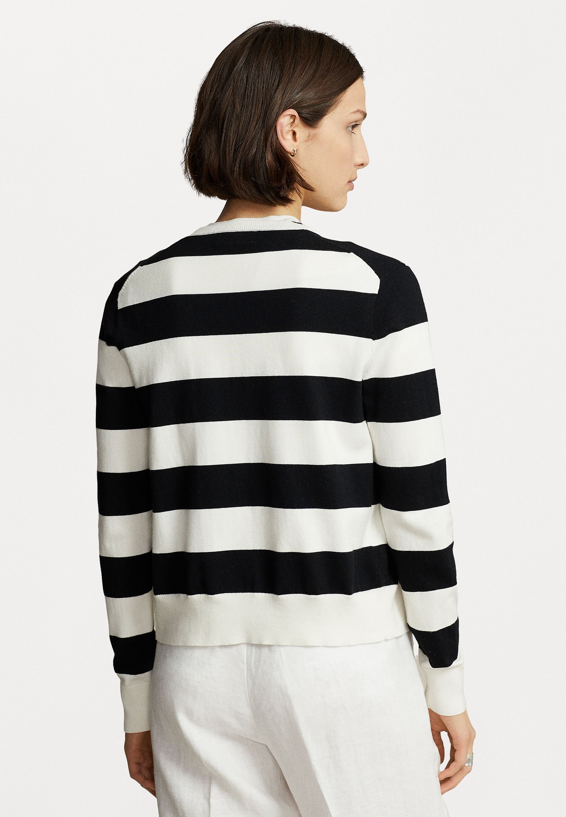 Polo Ralph Lauren LONG SLEEVE CARDIGAN - Cardigan - black/cream/black