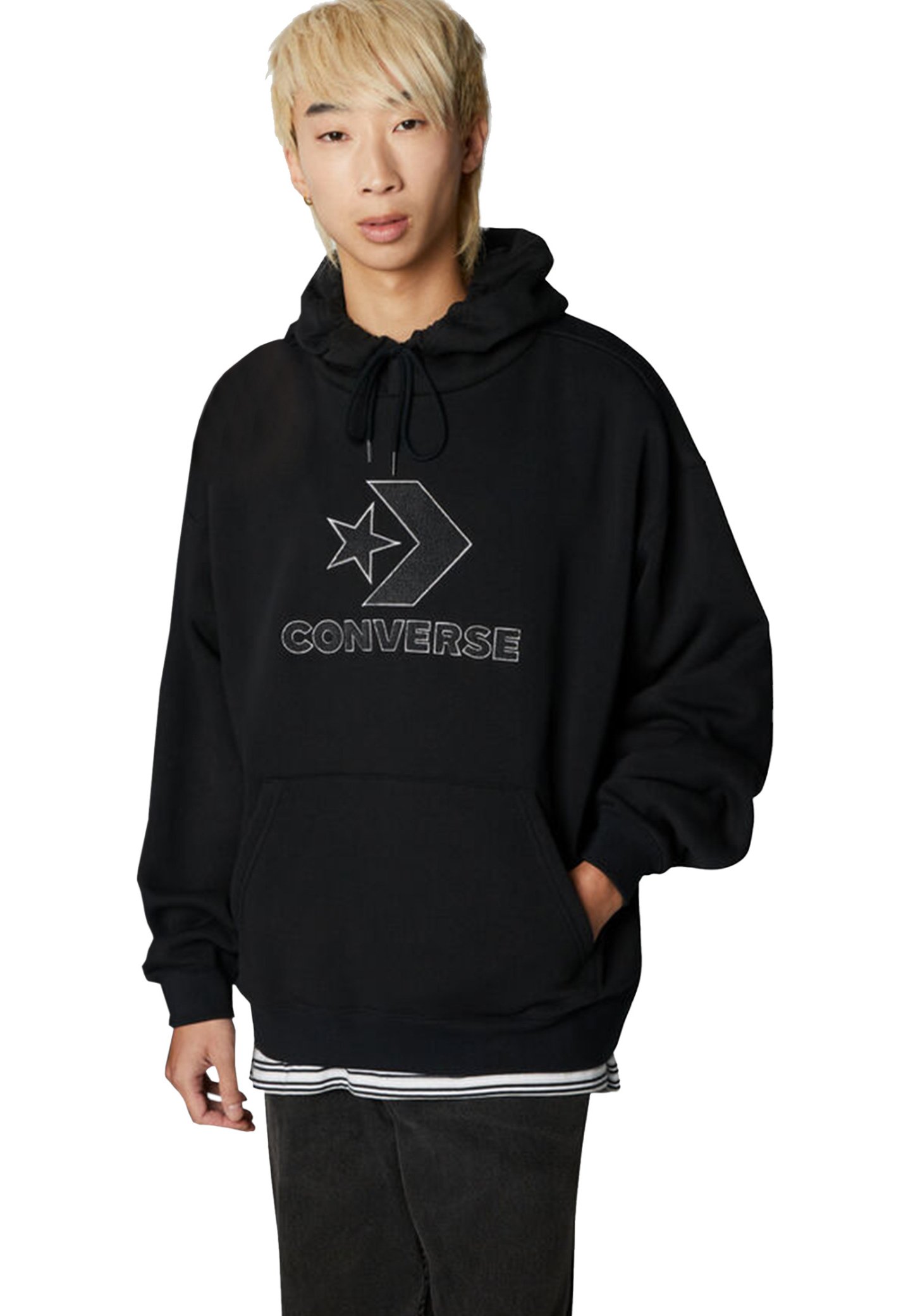 Converse LOOSE FIT CENTER FRONT LARGE LOGO STAR CHEV PO HOODIE BB - Sweatshirt - black