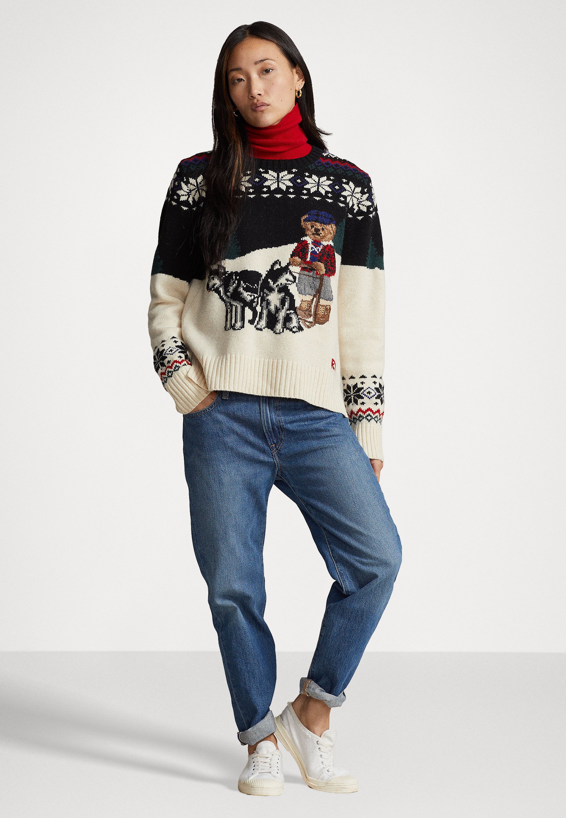 Polo Ralph Lauren LONG SLEEVE  - Jumper - snowflake combo/beige