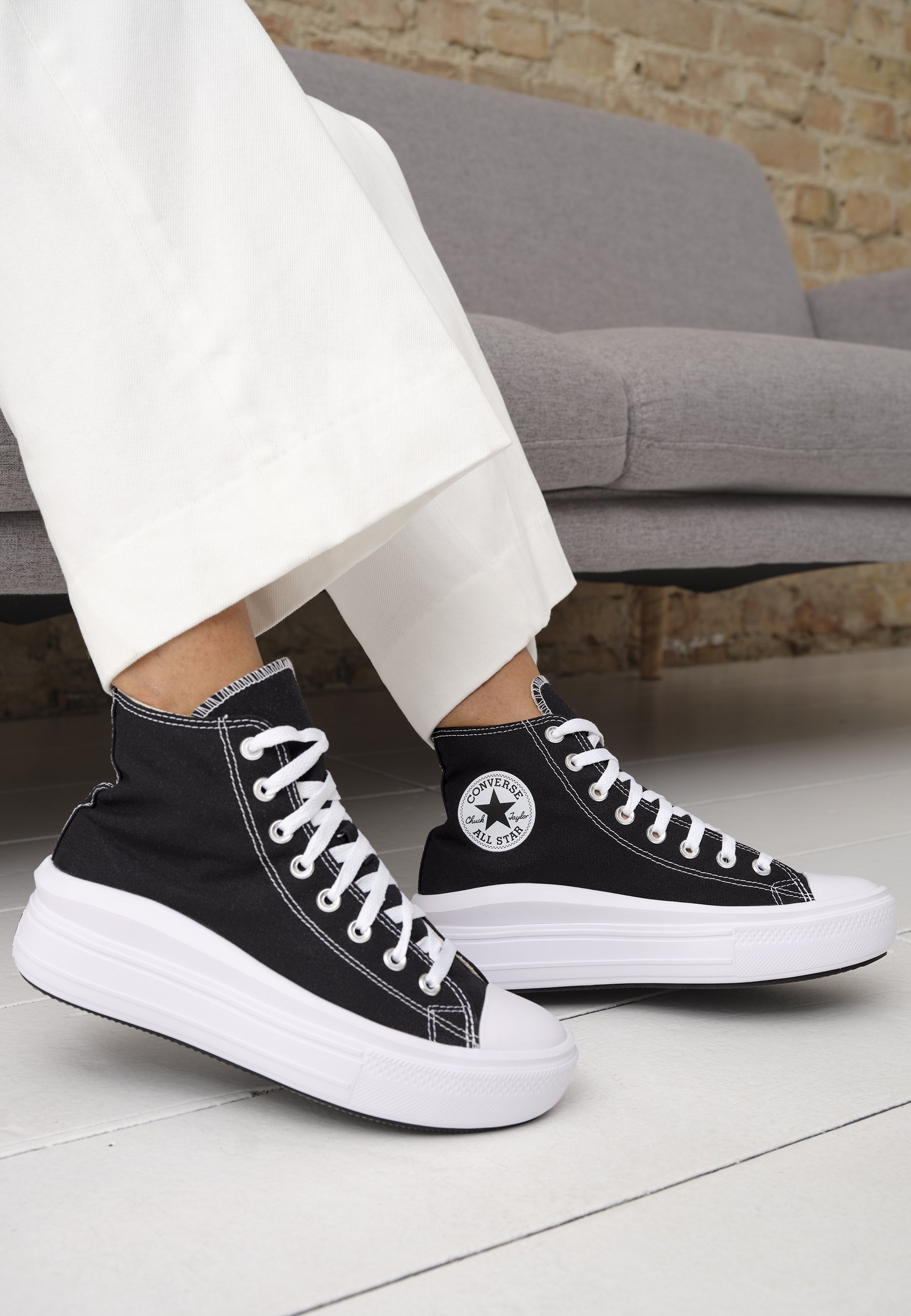 Converse CHUCK TAYLOR ALL STAR MOVE - High-top trainers - black/natural ivory/white/black