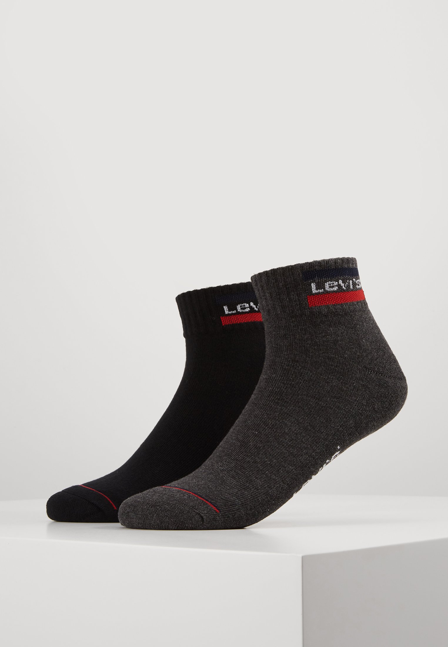 Levi's® MID CUT LOGO 2 PACK - Socks - mid grey / black/black