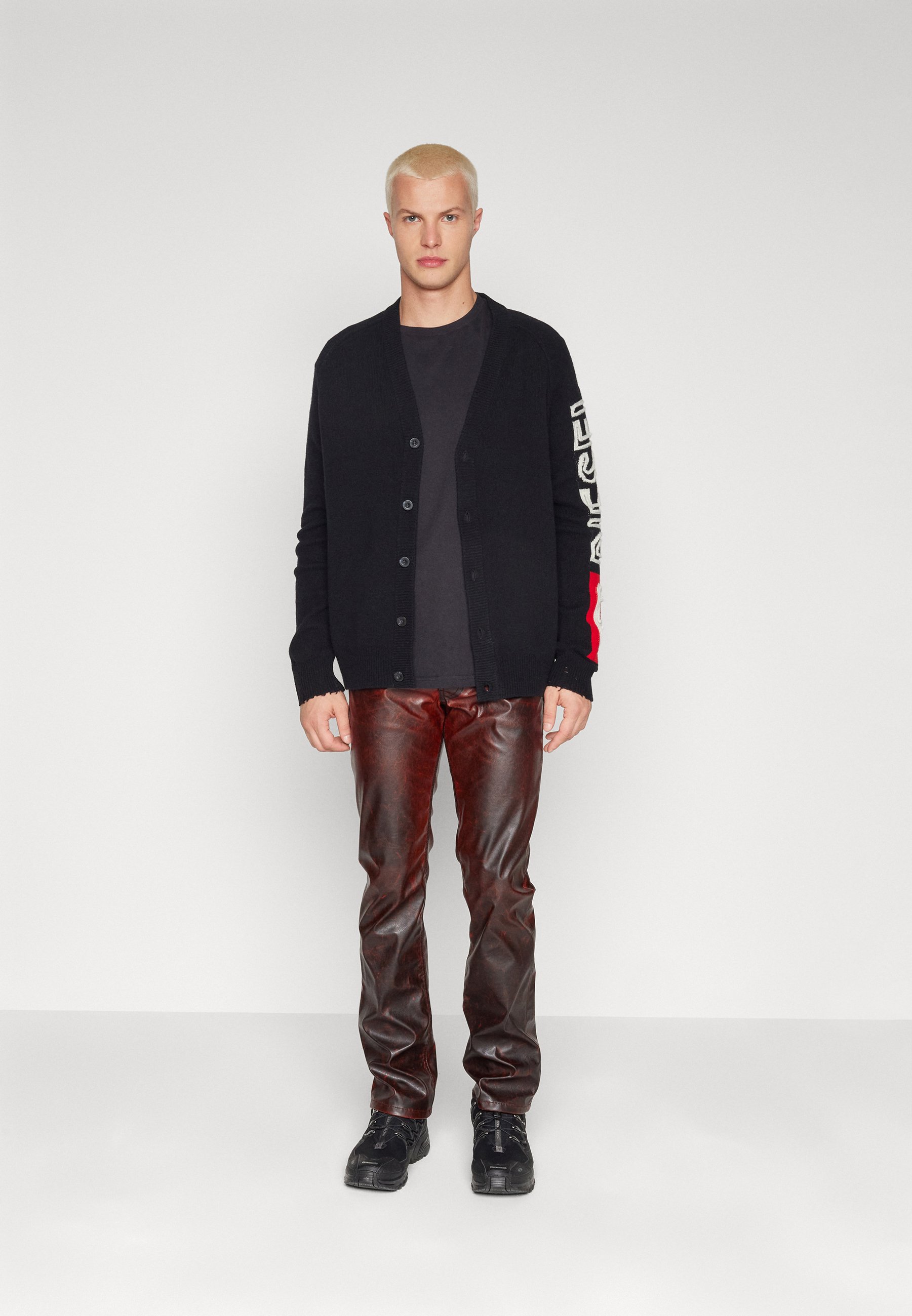 Diesel REVOL - Leather trousers - brown