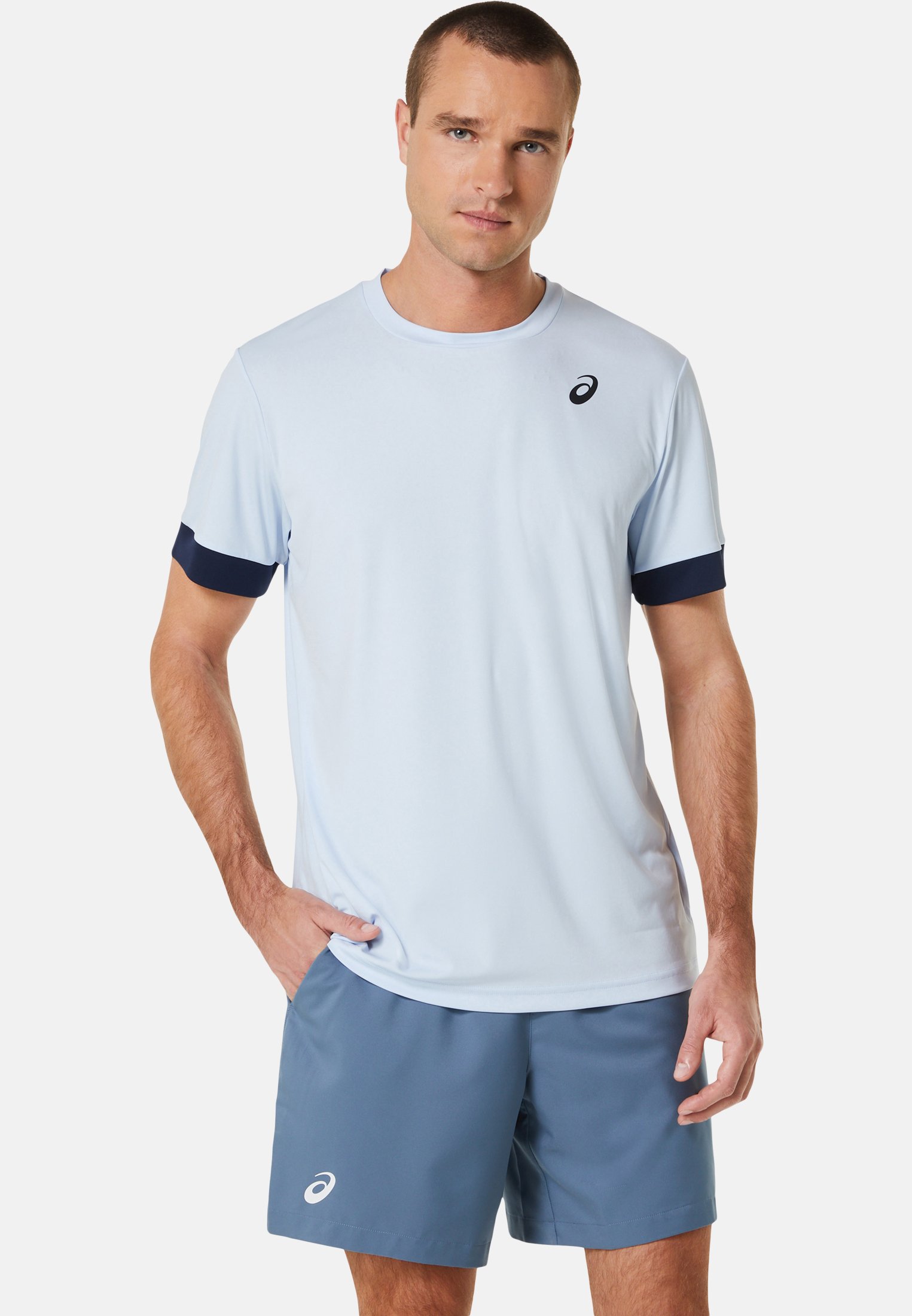 ASICS COURT M SS - Print T-shirt - soft sky/midnight/light blue