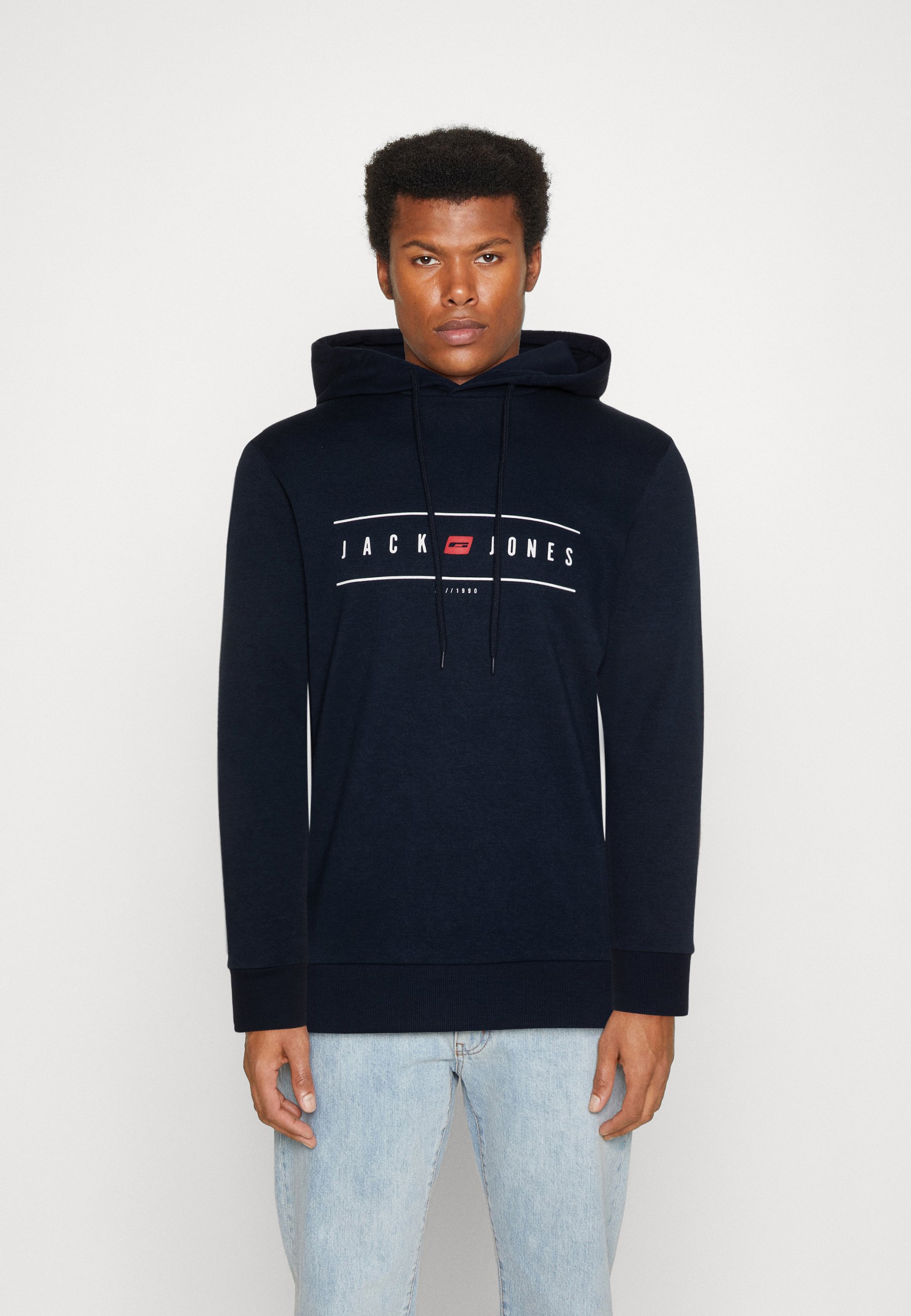 Jack &Jones JJELLIOT LOGO HOOD - Sweatshirt - navy blazer/dark blue