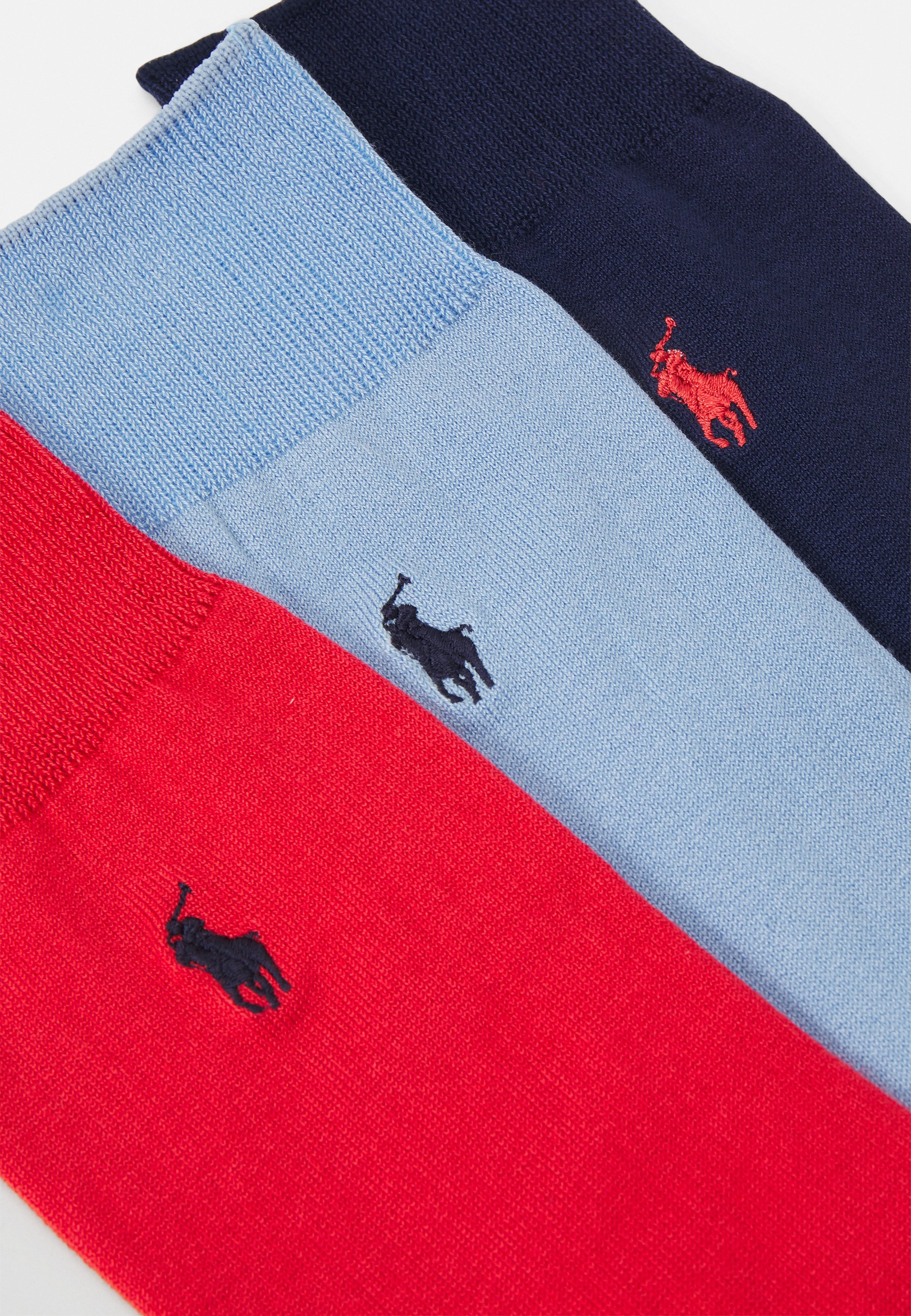 Polo Ralph Lauren MERCERIZED CREW 3 PACK - Socks - red/blue/navy/light red
