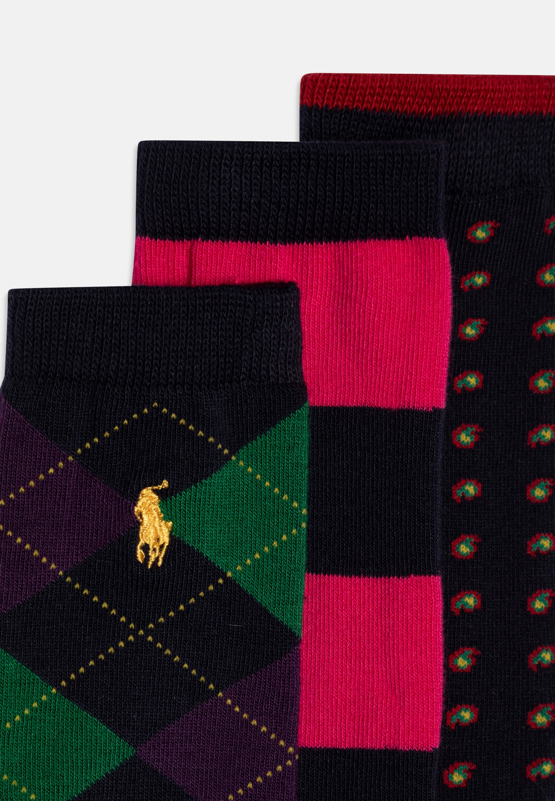 Polo Ralph Lauren KNEE HIGH CREW UNISEX 3 PACK - Socks - navy/pink stripe/blue