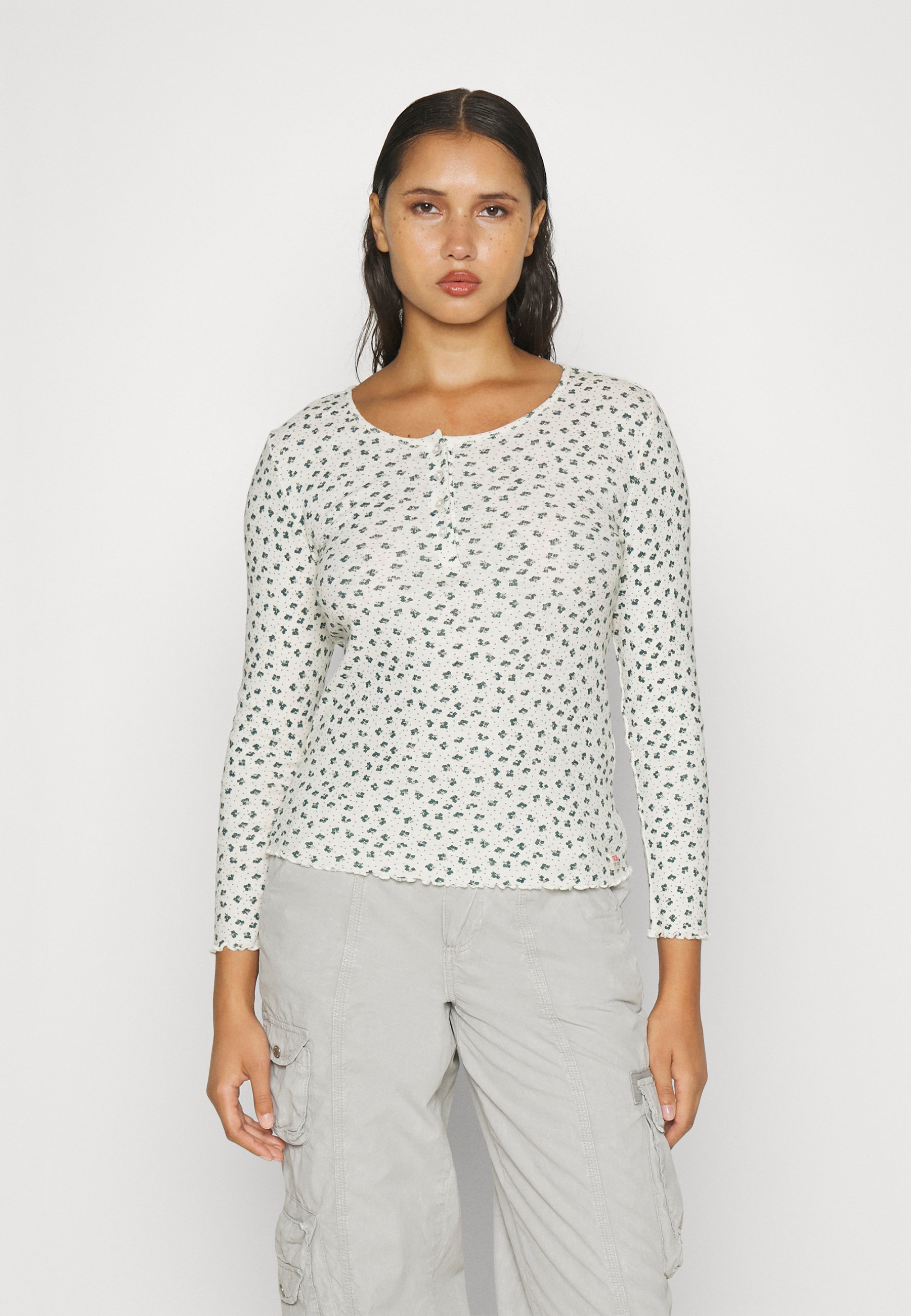 Levi's® DRY GOODS HENLEY - Long sleeved top - beige/black/beige
