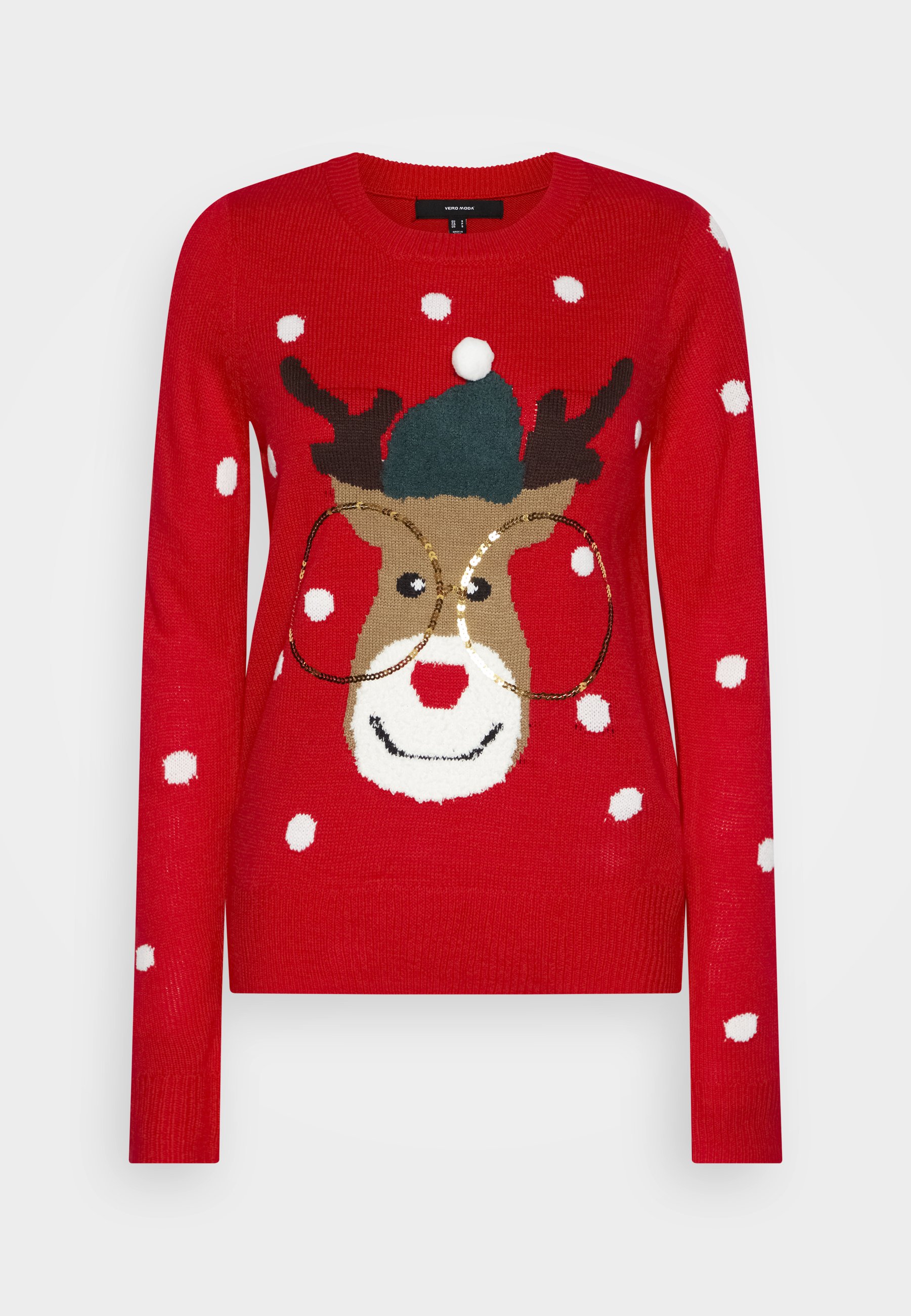Vero Moda VMTINSEL O-NECK XMAS - Jumper - chinese red/snow white/sepia tint/chocolate plum/gold/red
