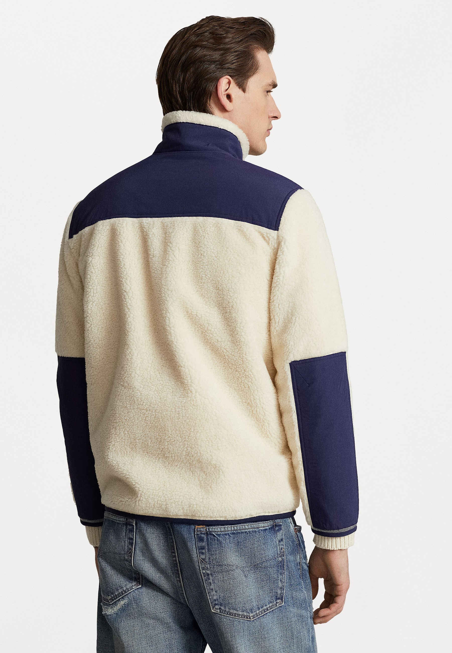 Polo Ralph Lauren LONG SLEEVE FULL ZIP - Windbreaker - wintercream/ newport navy/beige