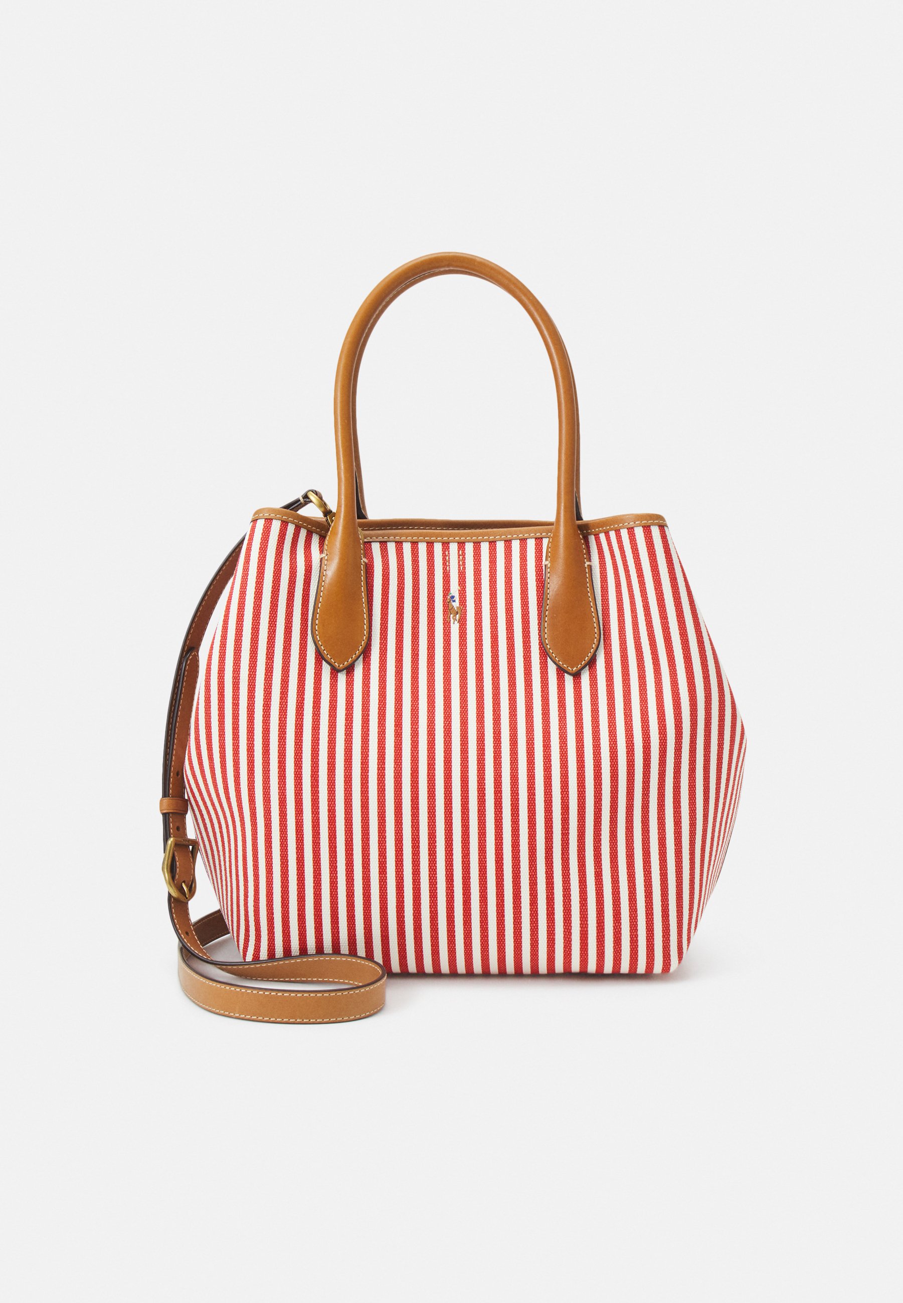 Polo Ralph Lauren TOTE MEDIUM - Tote bag - faded red/warm white/white