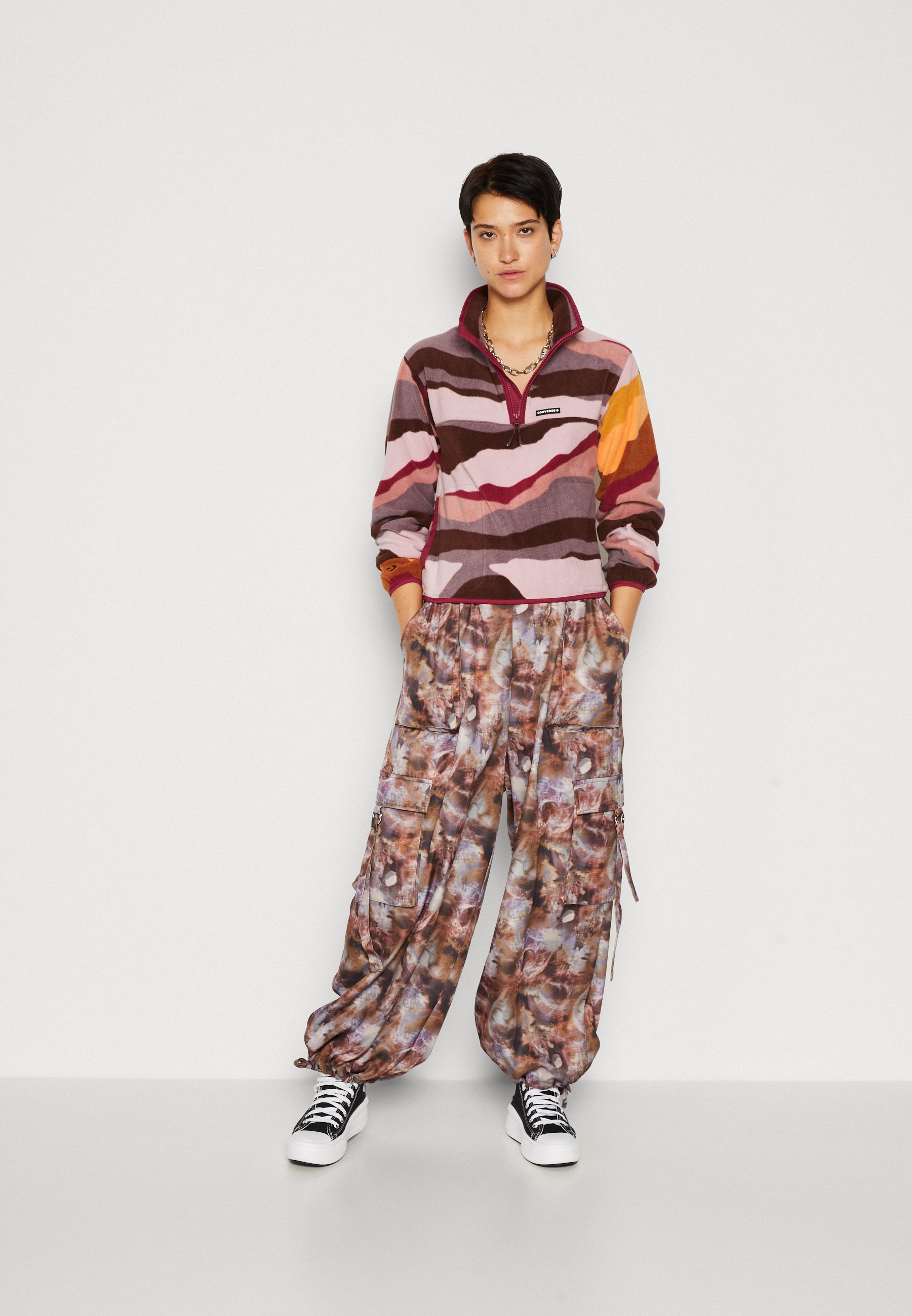 Converse COUNTER CLIMATE ABSTRACT HALF ZIP POPOVER - Fleece jumper - phantom violet multi/multi-coloured