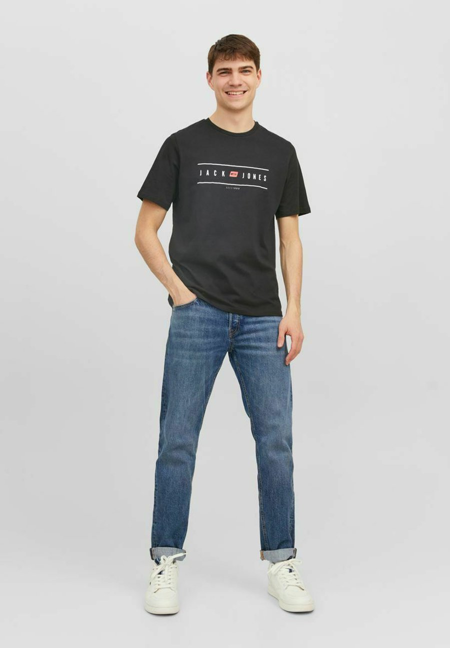 Jack &Jones ELLIOT LOGO CREW NECK - Print T-shirt - black/mottled black