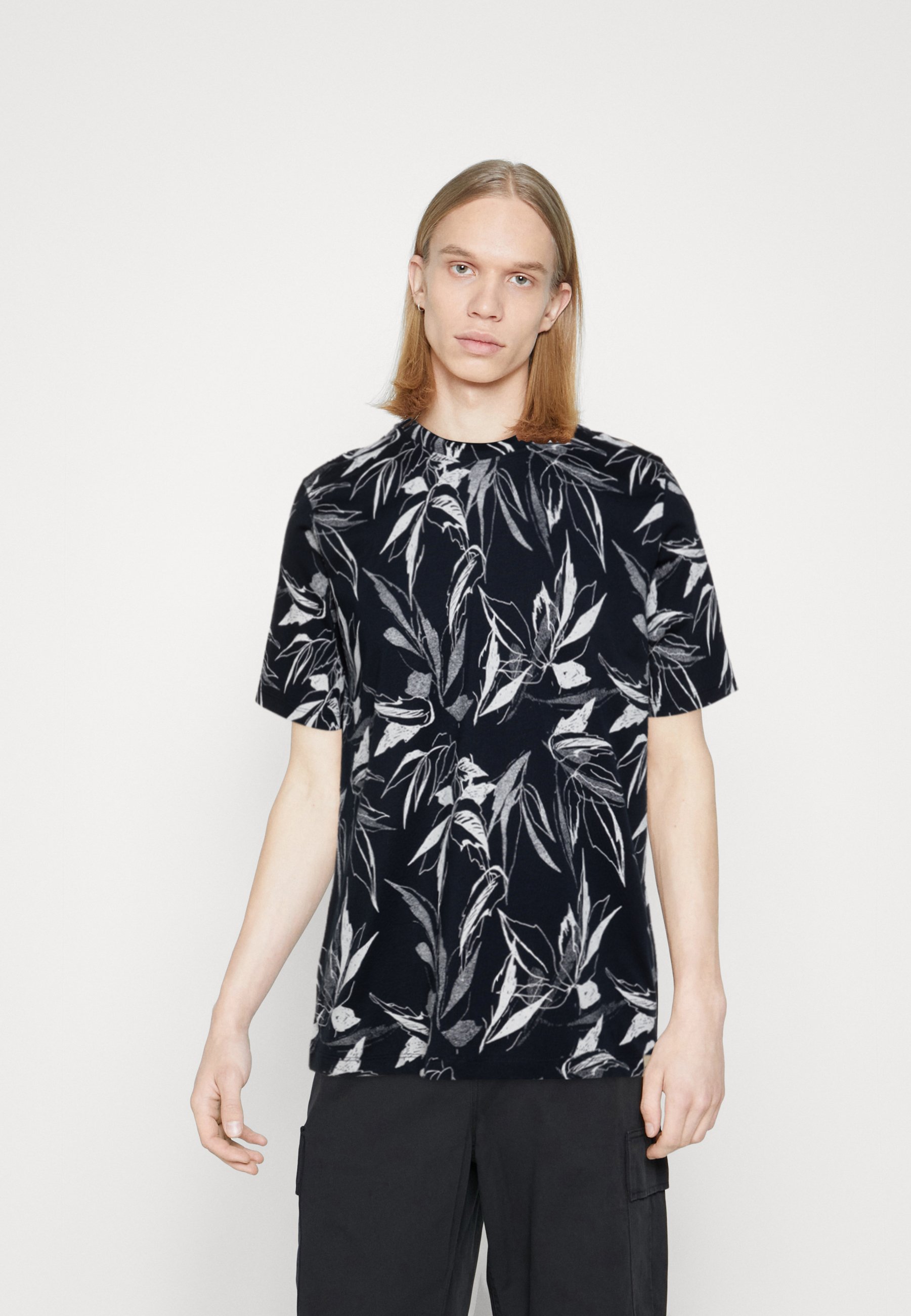 Jack &Jones JORCRAYON TEE CREW NECK - Print T-shirt - navy blazer/dark blue