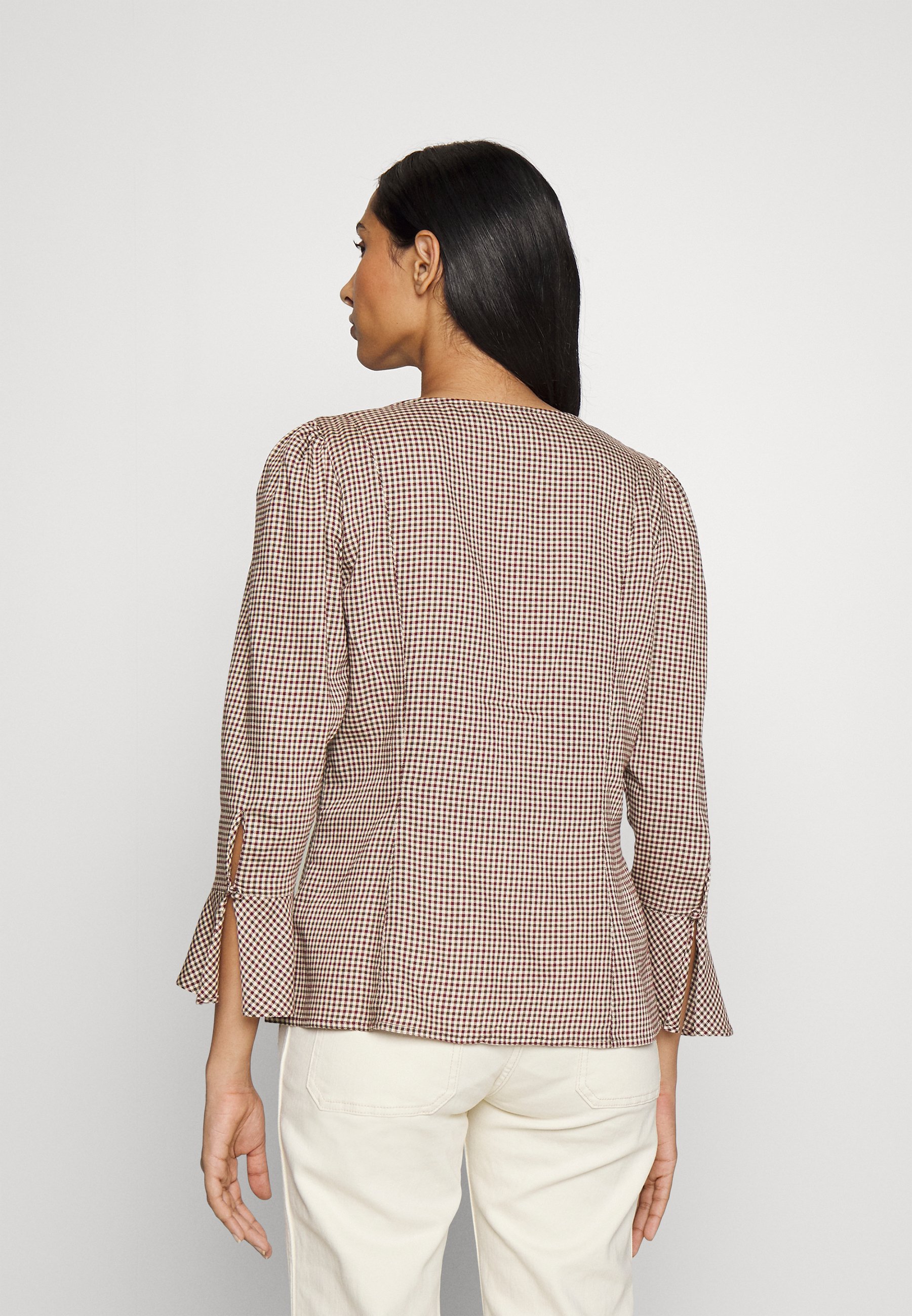 Polo Ralph Lauren LONG SLEEVE BLOUSE - Blouse - wine/white/bordeaux