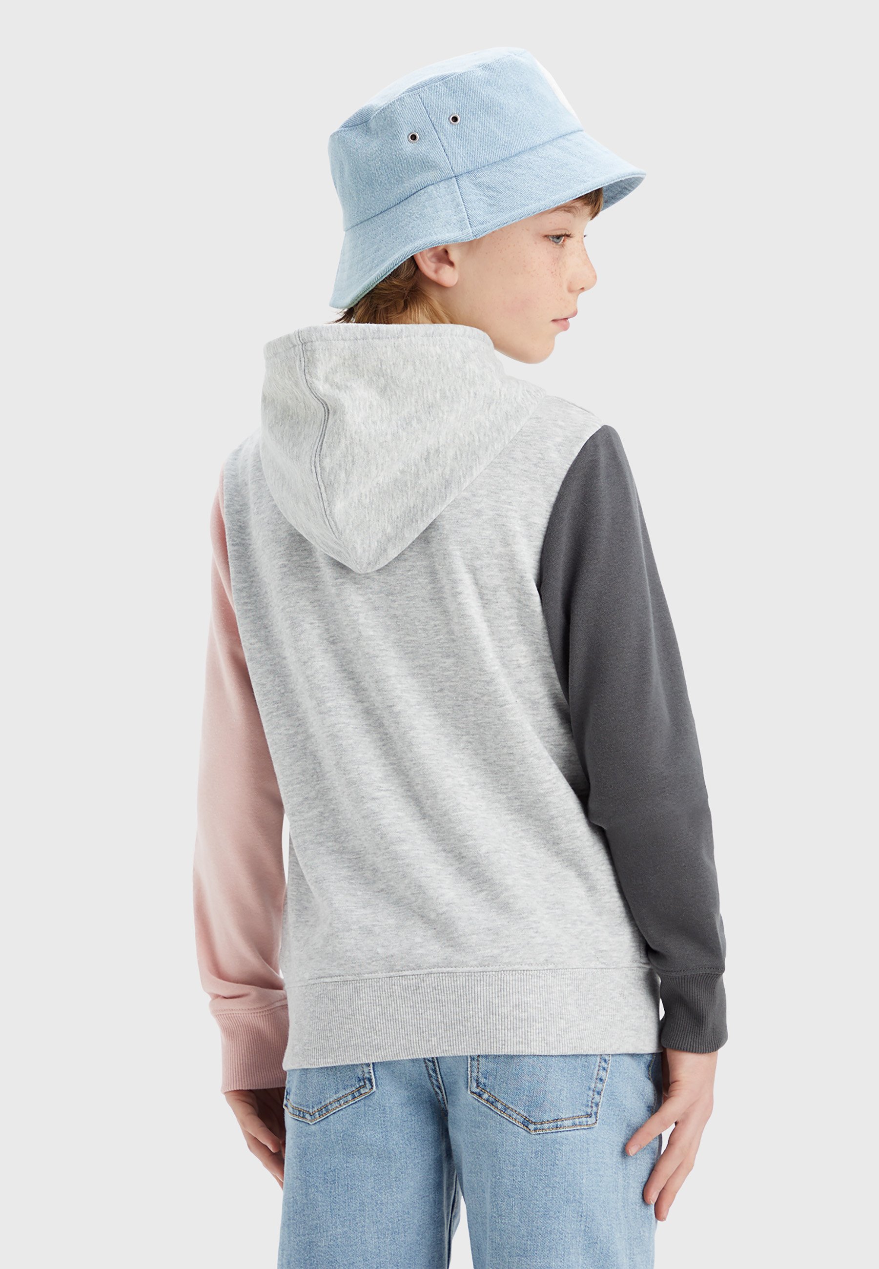 Levi's® COLORBLOCKED HOODIE - Sweatshirt - light grayheather/grey