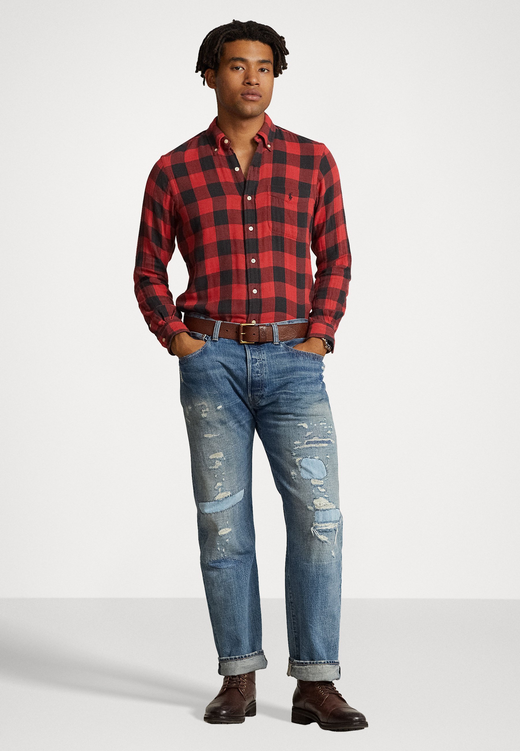 Polo Ralph Lauren LONG SLEEVE  - Shirt - red/black/red