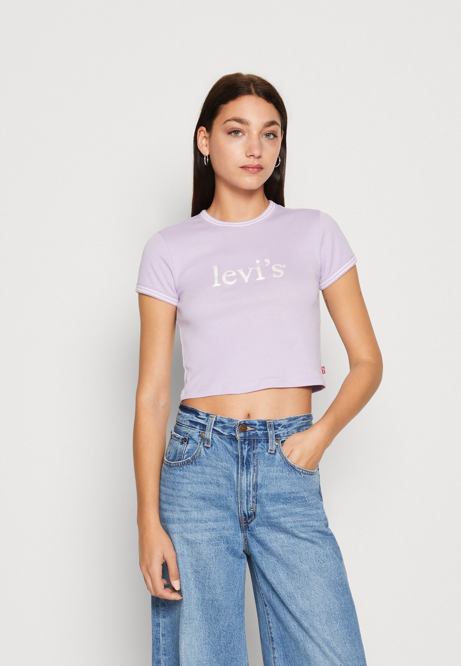 Levi's® GRAPHIC RINGER MINI TEE - Print T-shirt - lila meliert/mottled purple