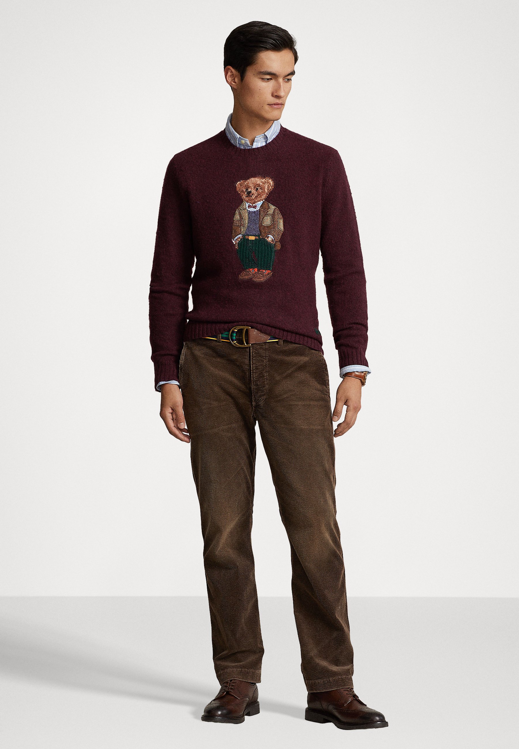 Polo Ralph Lauren LONG SLEEVE - Jumper - aged wine heather/mottled bordeaux