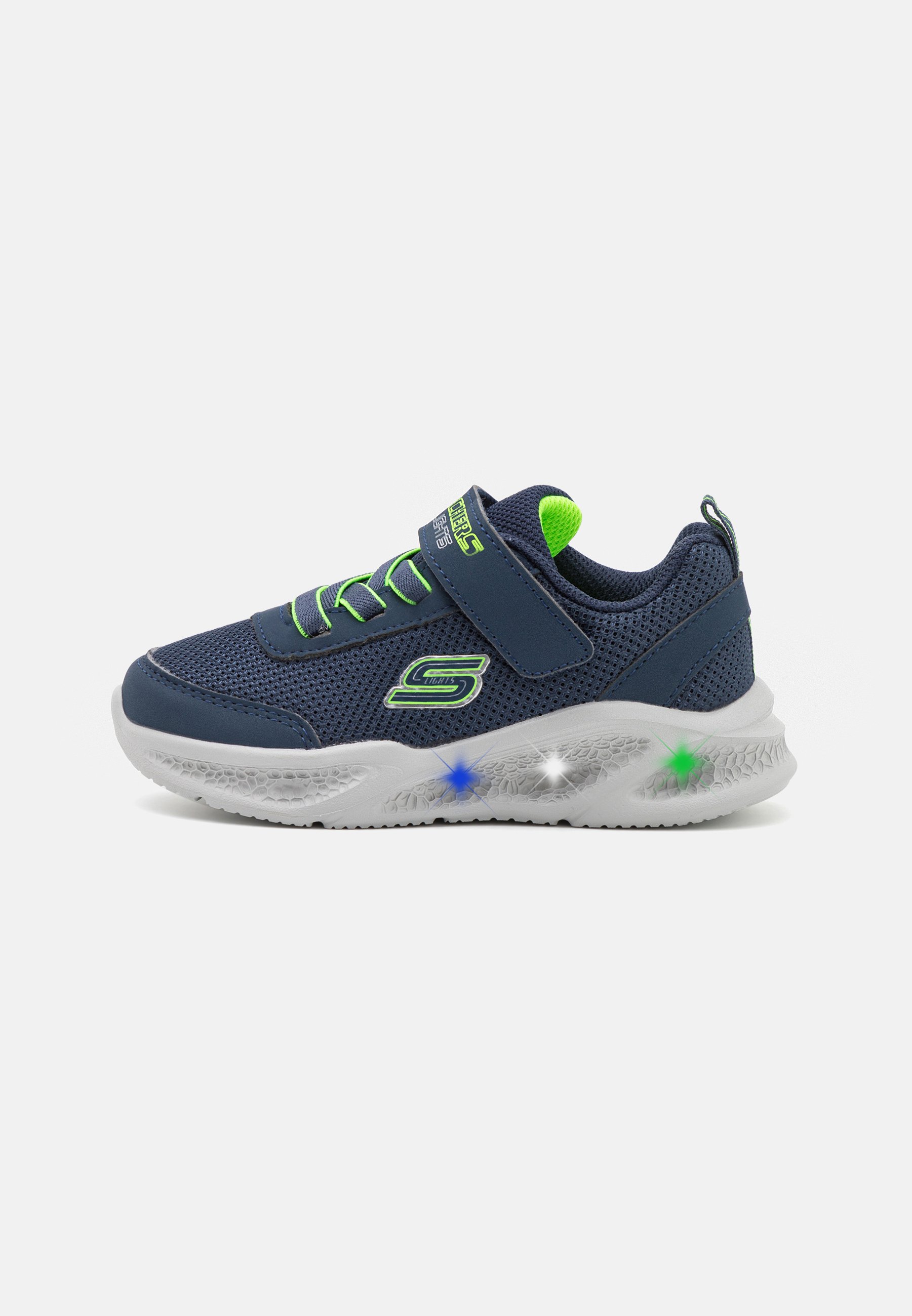 Skechers METEOR LIGHTS - Trainers - navy/lime/dark blue