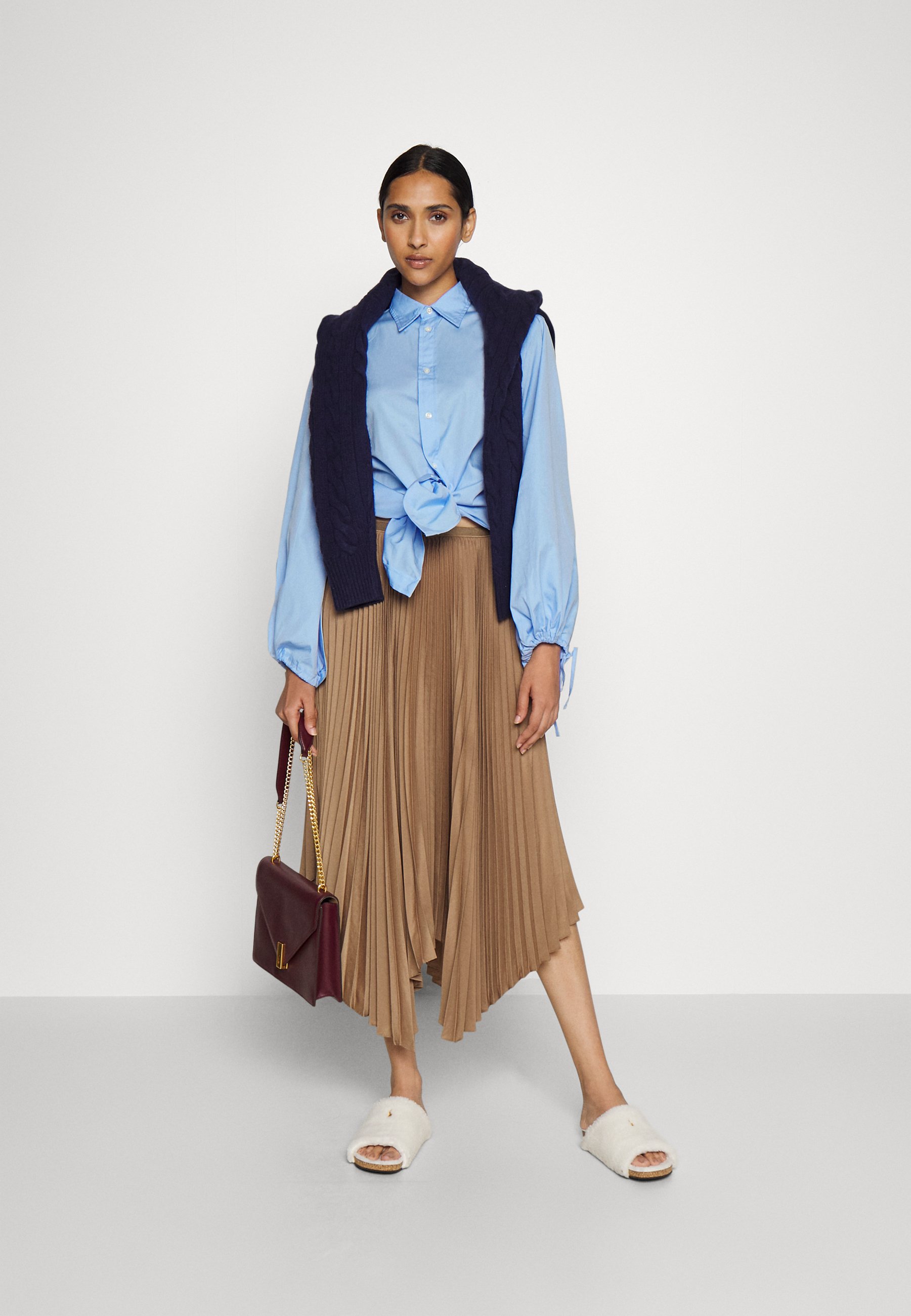 Polo Ralph Lauren LONG SLEEVE BUTTON FRONT SHIRT - Button-down blouse - pebble blue/blue