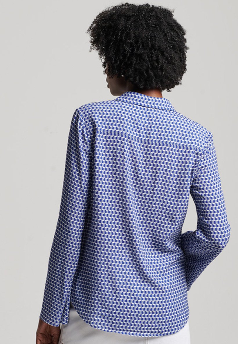 Superdry STUDIOS SEVENTIES - Button-down blouse - listellos navy geo print/blue