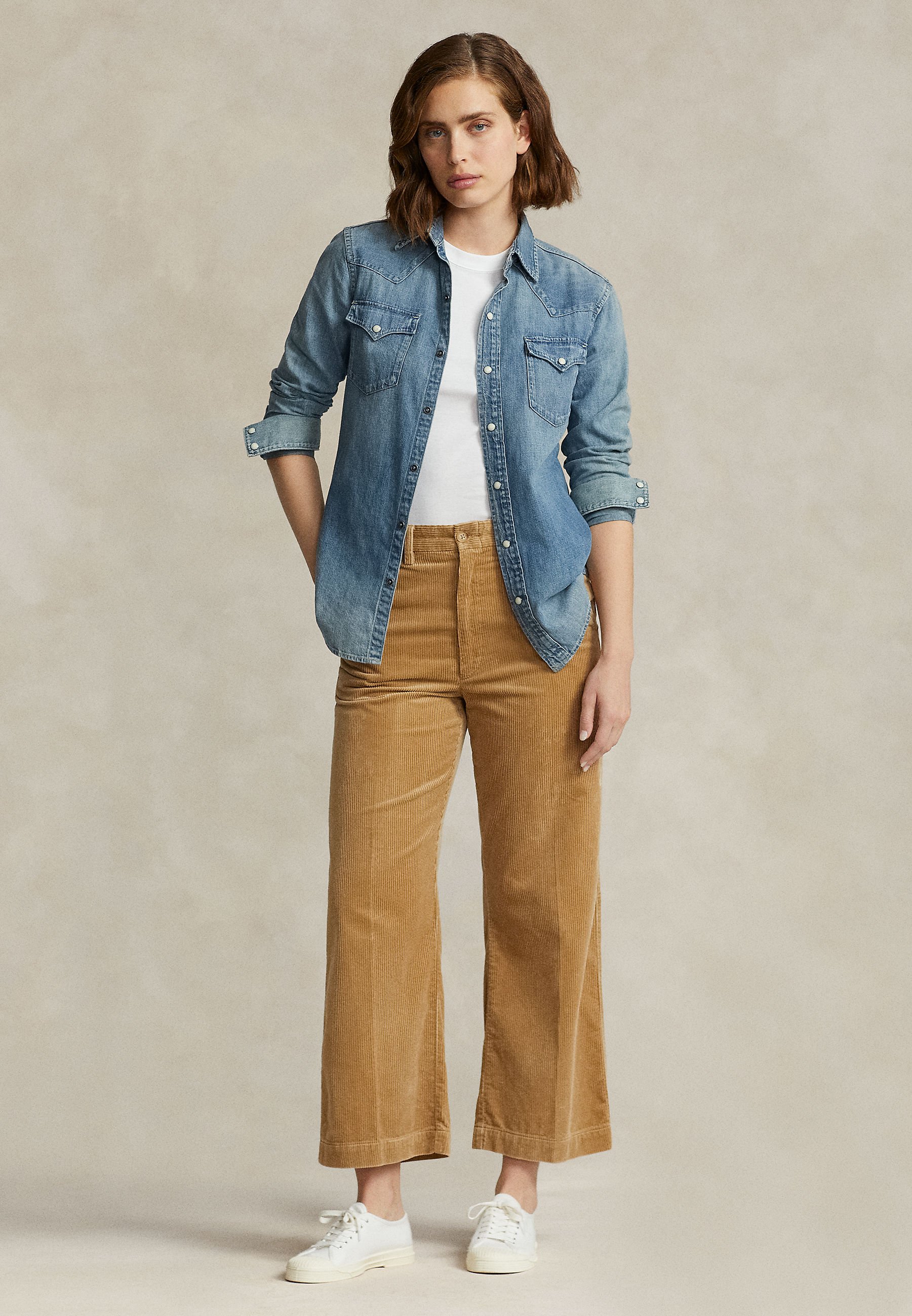 Polo Ralph Lauren CROPPED FLAT FRONT - Trousers - sportsman khaki/beige