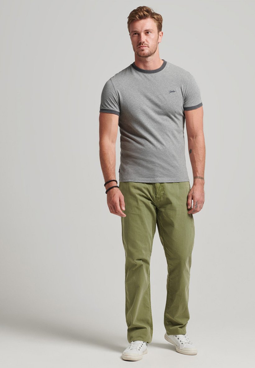 Superdry VINTAGE RINGER  - Print T-shirt - grey marl/dark grey