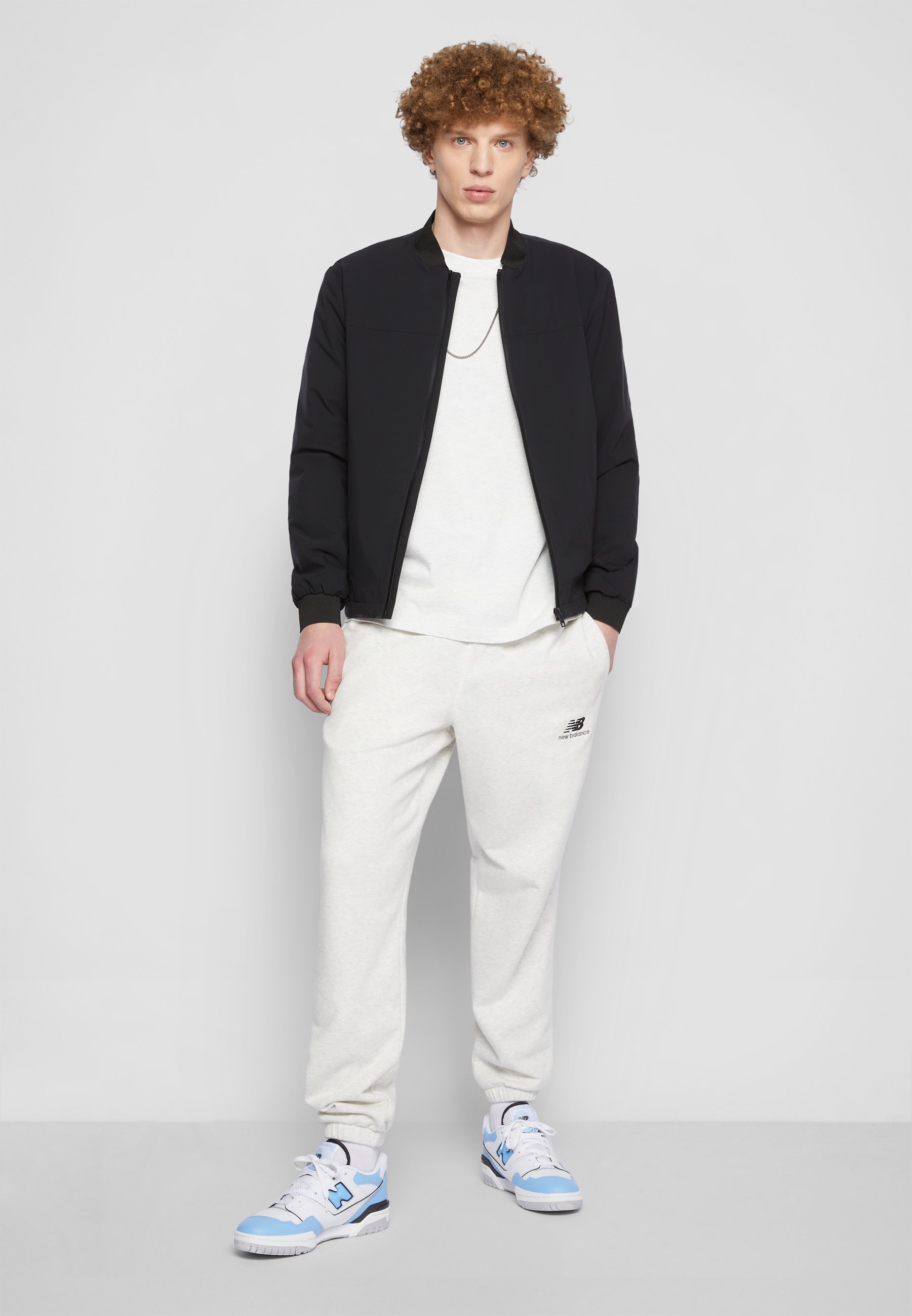 NB UNI-SSENTIALS - Tracksuit bottoms - sea salt heather/mottled light grey