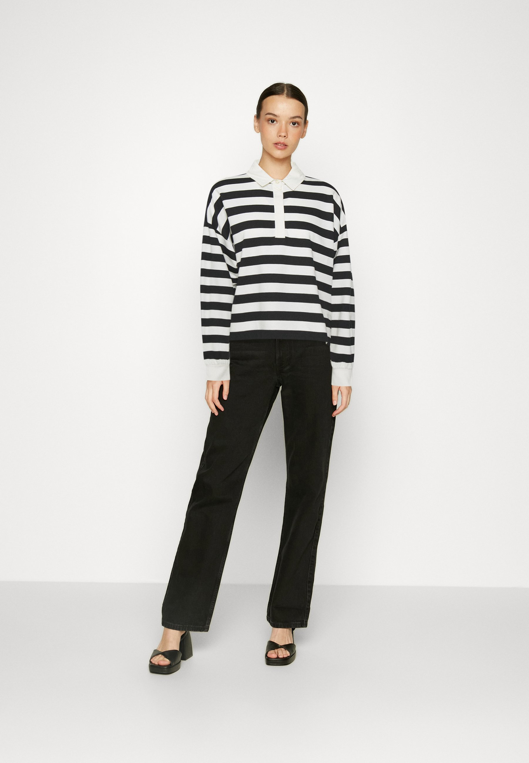 Scotch & Soda MIXED BASEBALL LONG SLEEVE - Polo shirt - pristine/black onyx/white