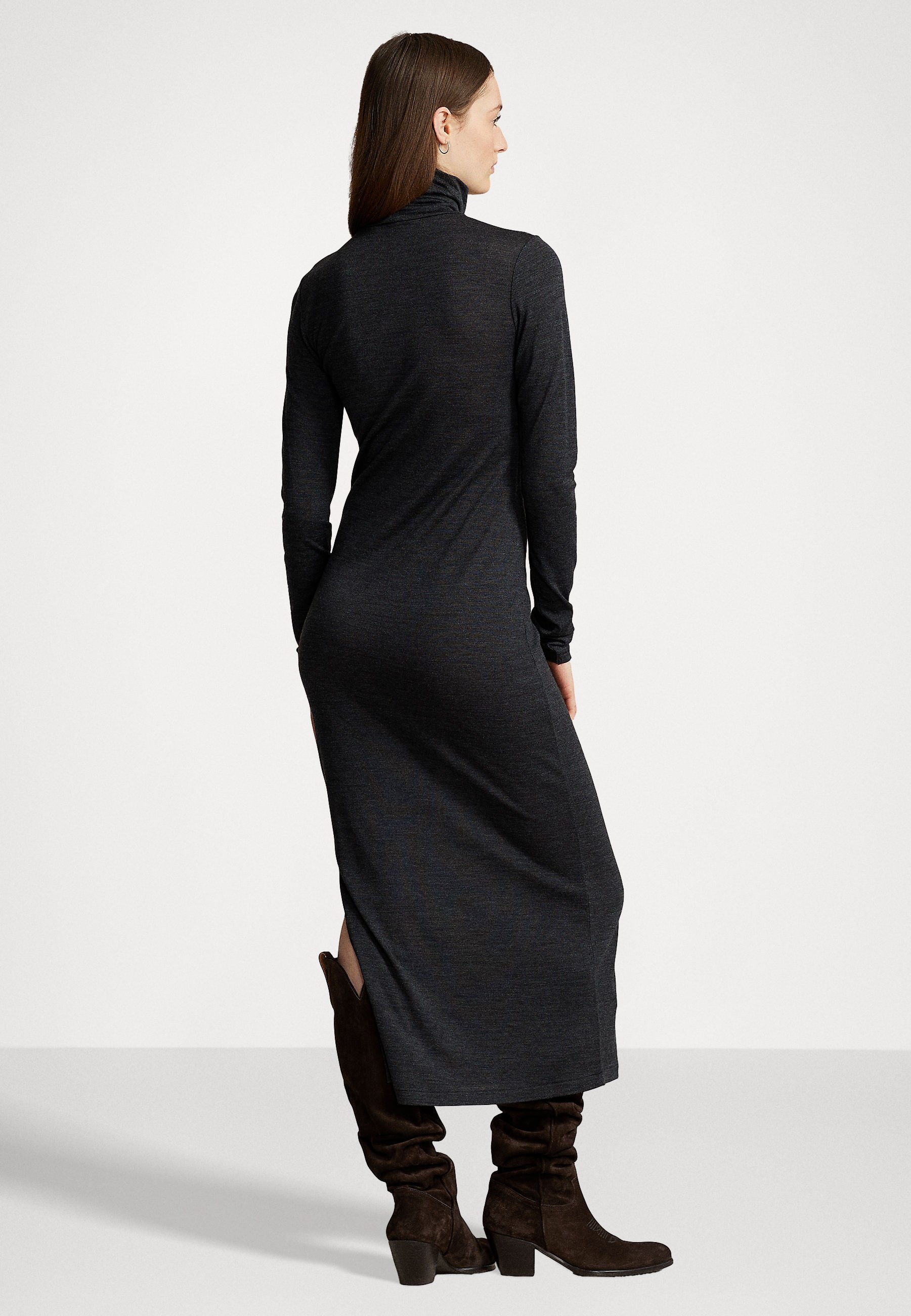 Polo Ralph Lauren LONG SLEEVE DAY DRESS - Jersey dress - onyx heather/grey