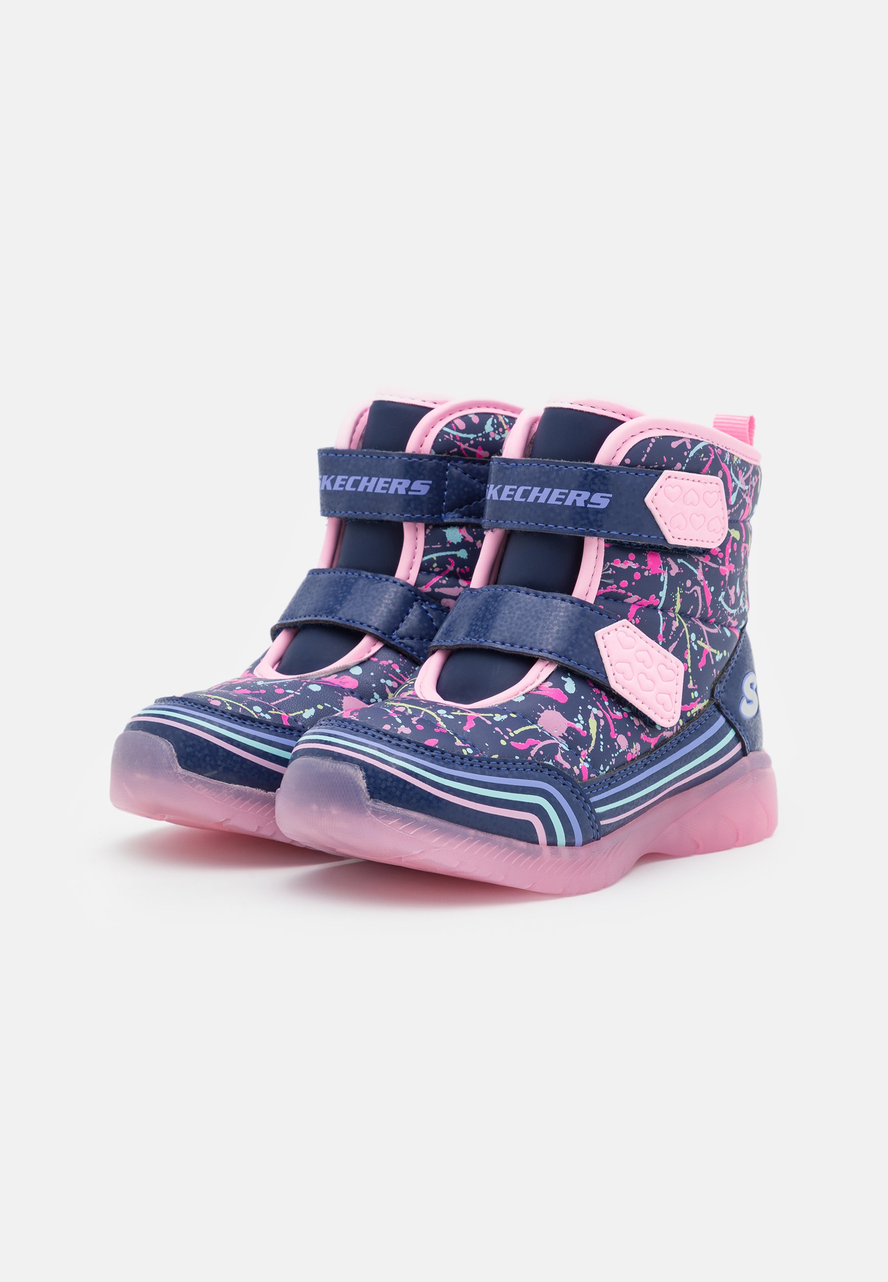Skechers ILLUMI BRIGHTS - Classic ankle boots - navy/pink/dark blue