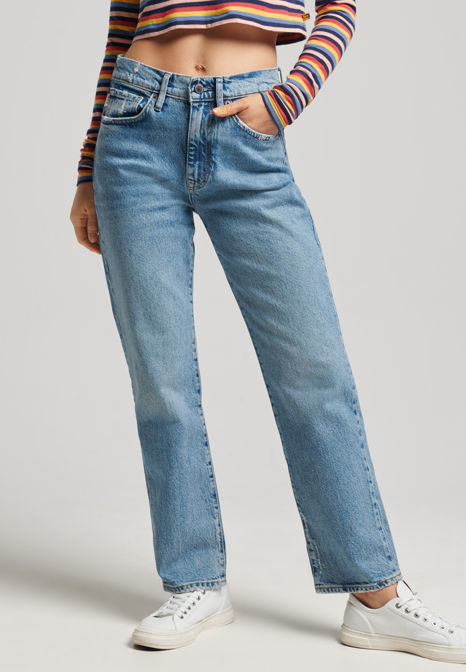 Superdry HIGH RISE - Straight leg jeans - ludlow blue stone/blue