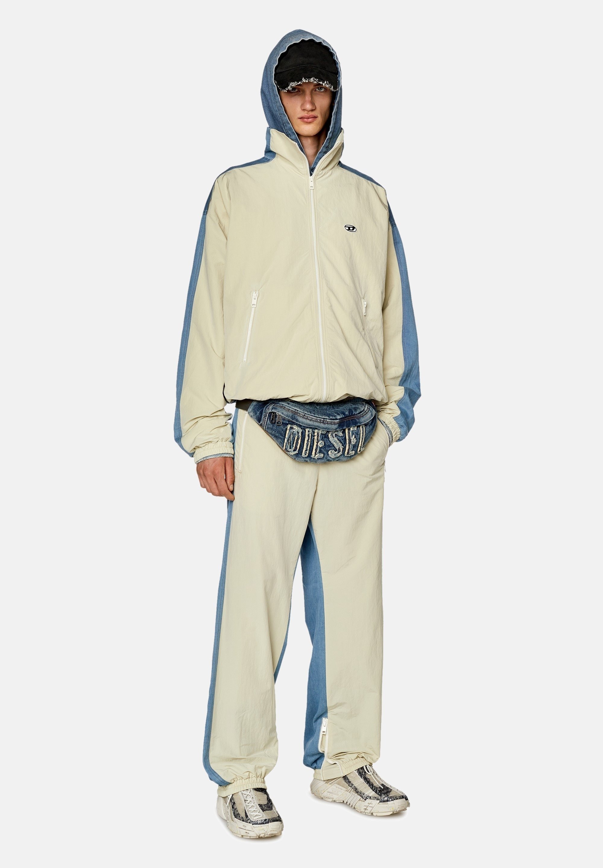 Diesel BRIGHT - Tracksuit bottoms - blue white/beige