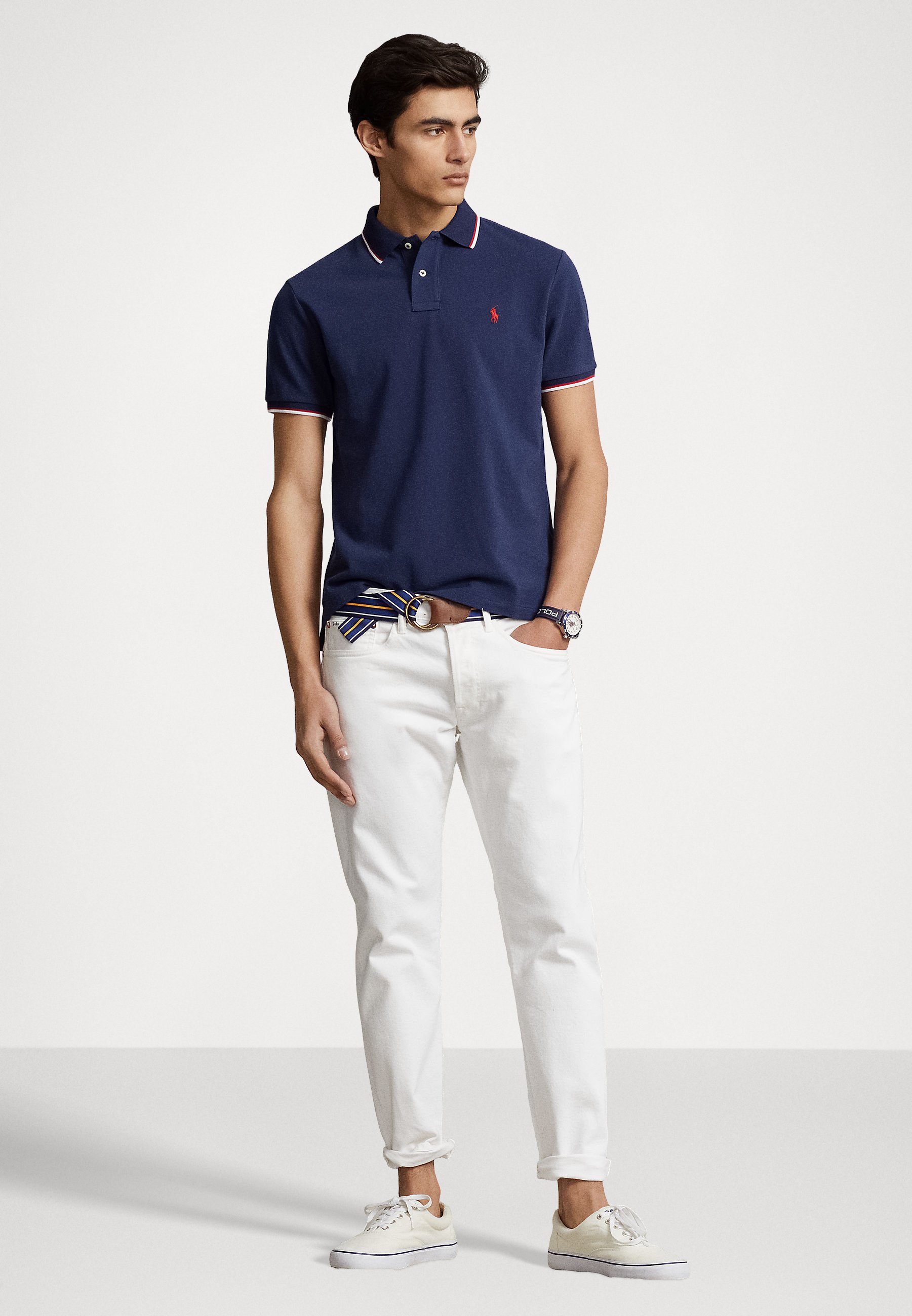 Polo Ralph Lauren CUSTOM SLIM FIT MESH POLO SHIRT - Polo shirt - newport navy/dark blue