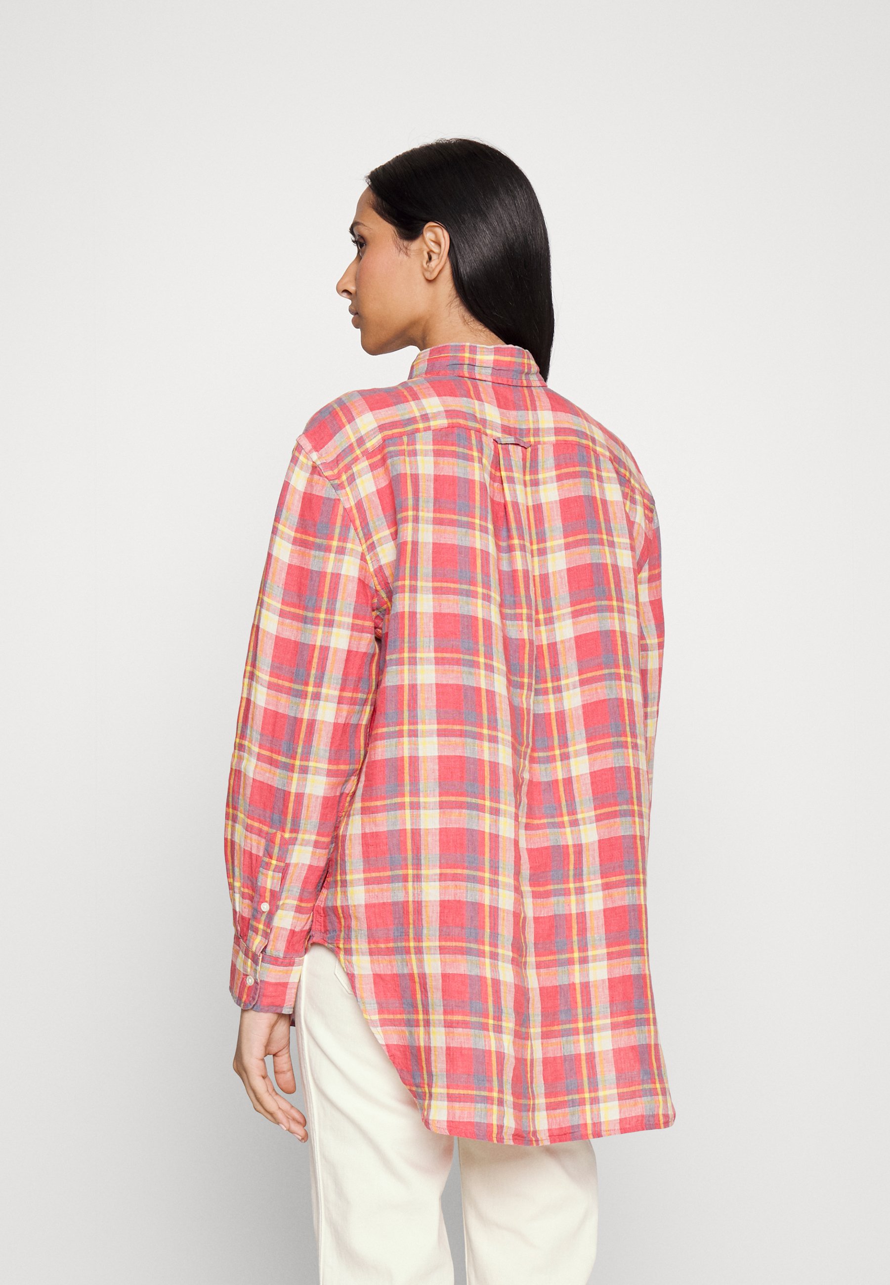 Polo Ralph Lauren LIGH LONG SLEEVE BUTTON FRONT SHIRT - Button-down blouse - pink/yellow multi plaid/pink