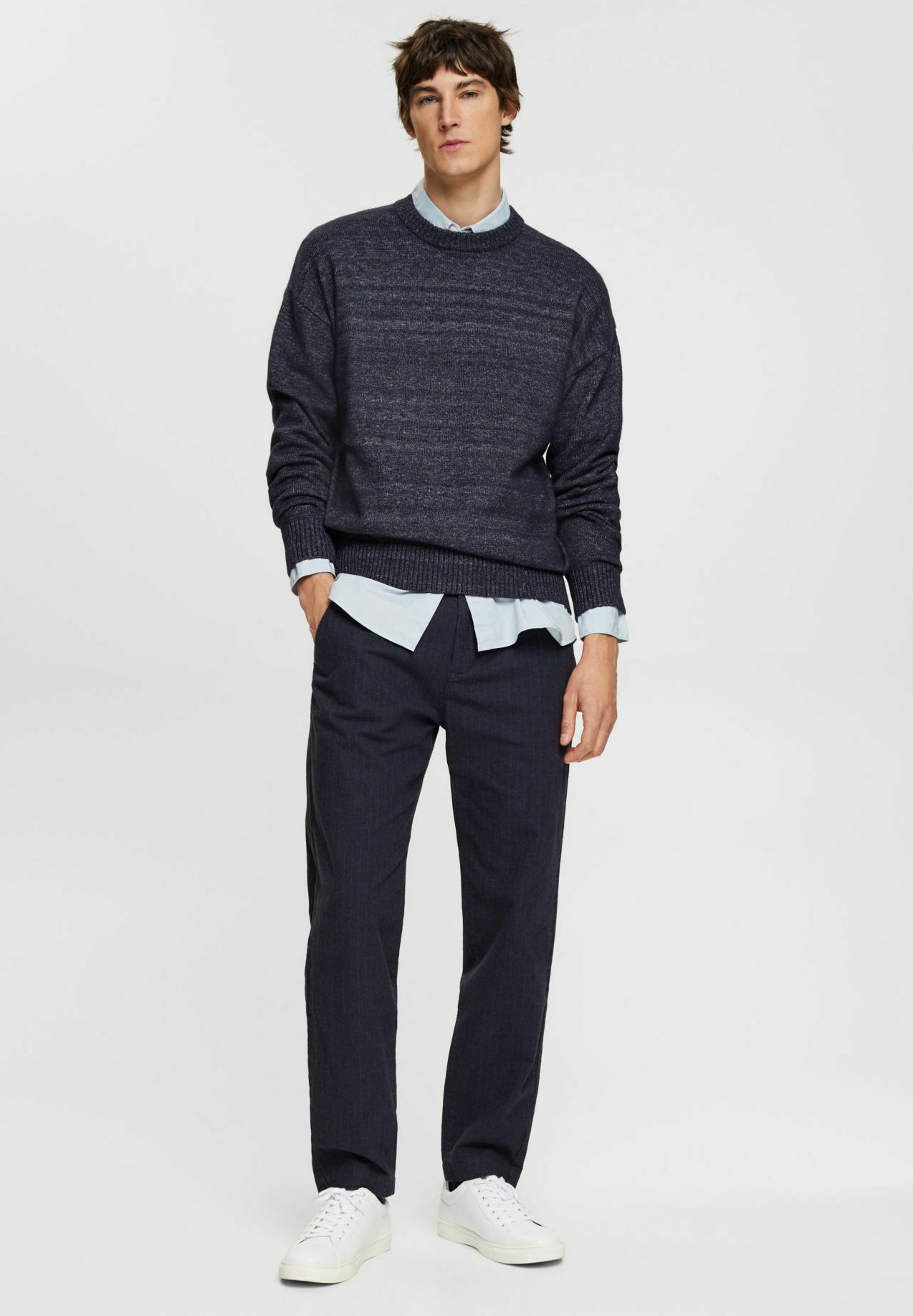 Esprit MIT RUNDHALSAUSSCHNITT - Jumper - navy/mottled dark blue