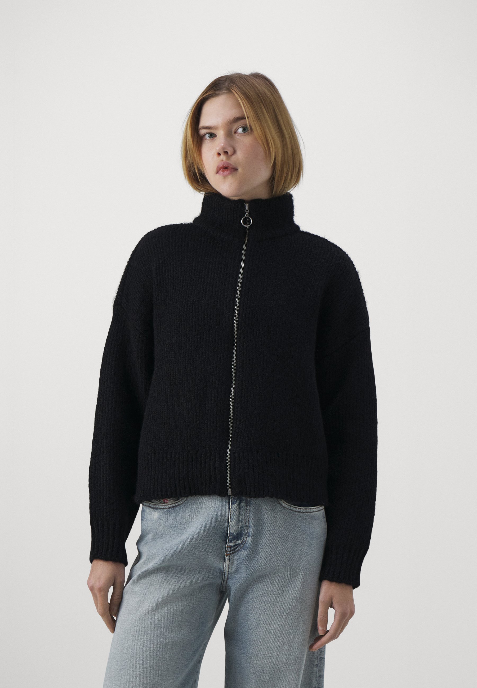 Vero Moda VMYOKO HIGHNECK ZIP CARDIGAN - Cardigan - black