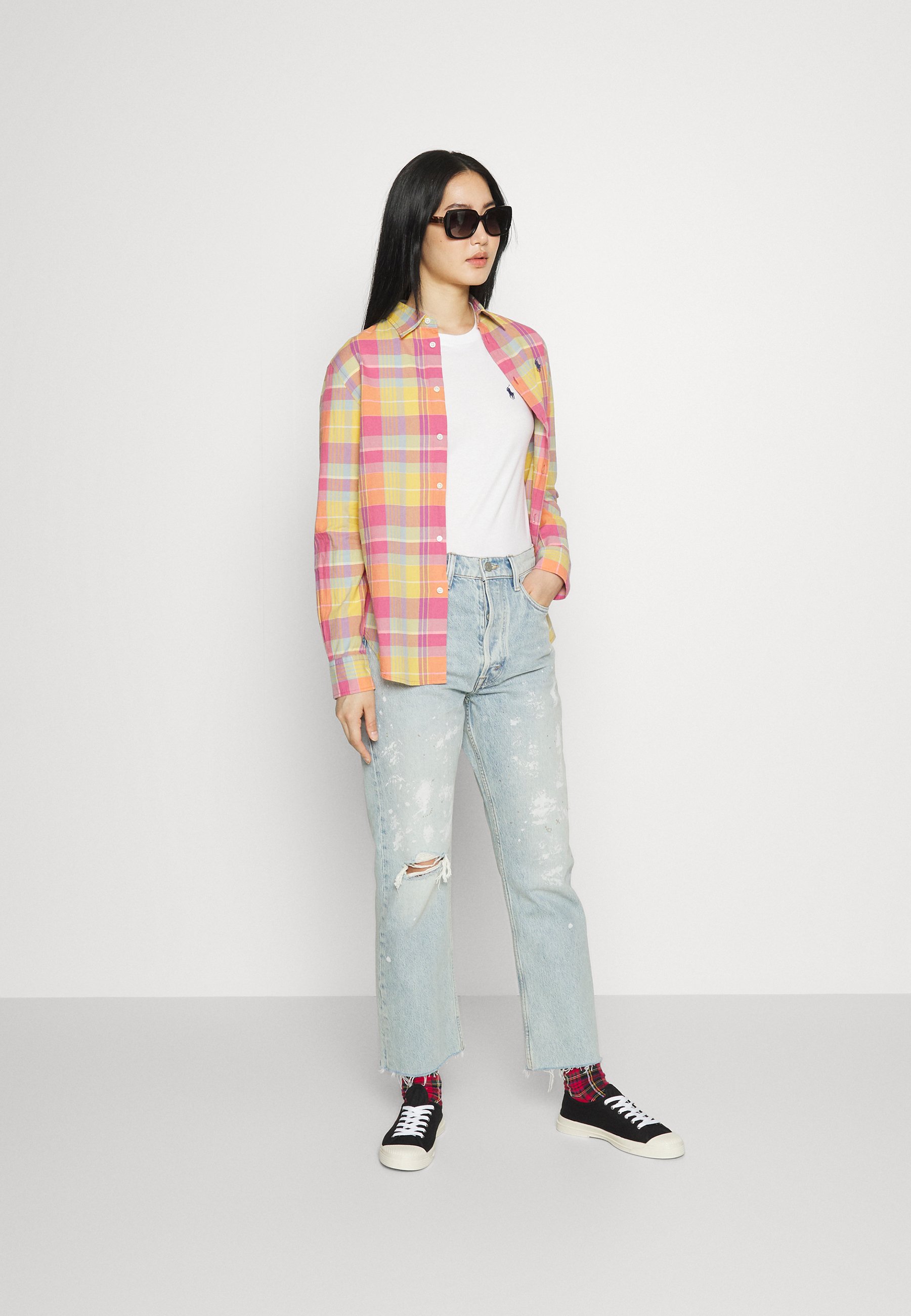 Polo Ralph Lauren RELAXED LONG SLEEVE SHIRT - Shirt - pink/yellow/multi-coloured
