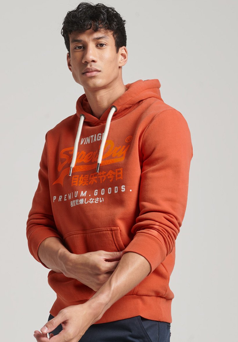 Superdry VINTAGE LOGO PREMIUM OVERDYED  - Hoodie - autumn glaze brown/orange