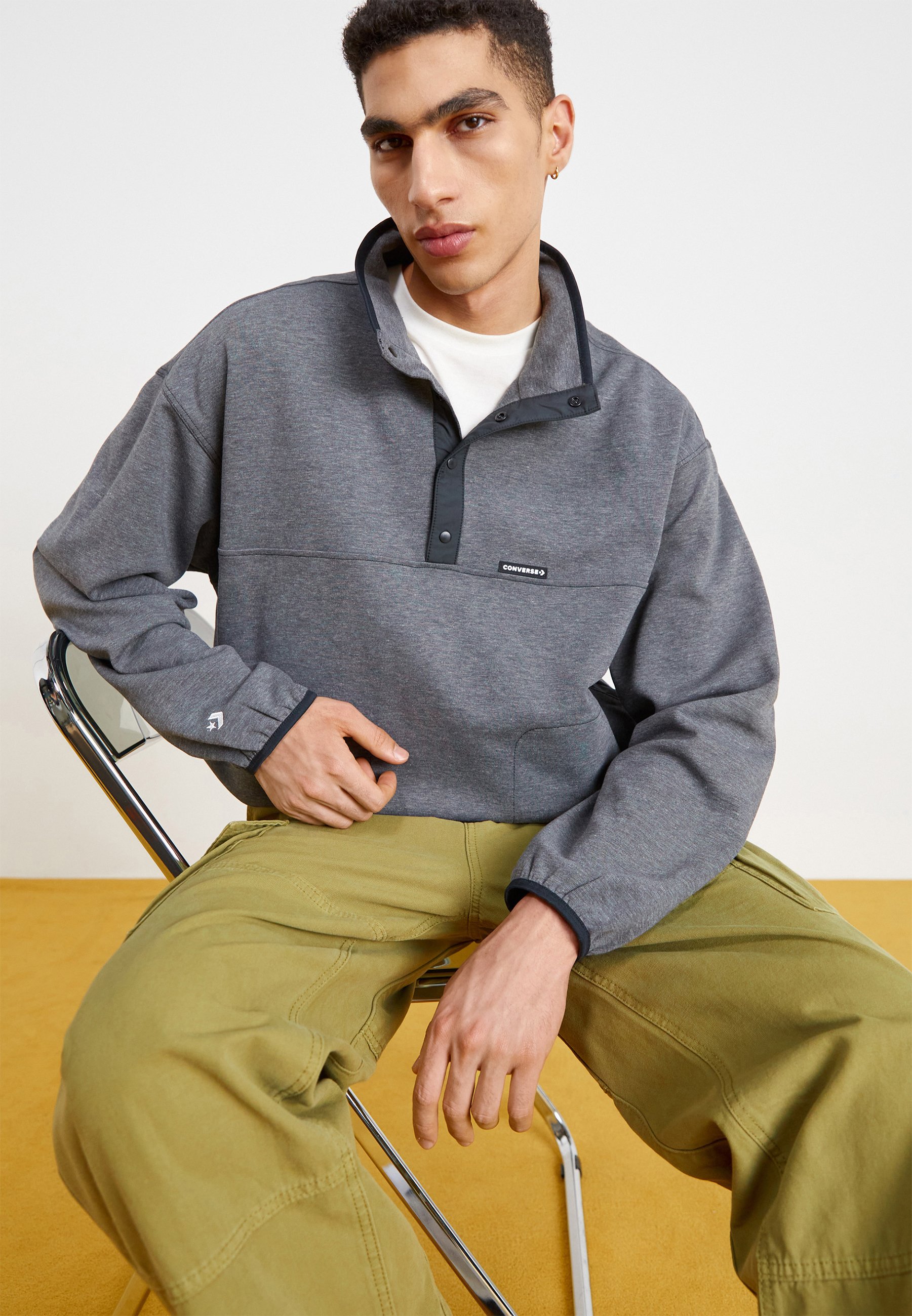 Converse TRANSITIONAL POPOVER - Long sleeved top - grey/black